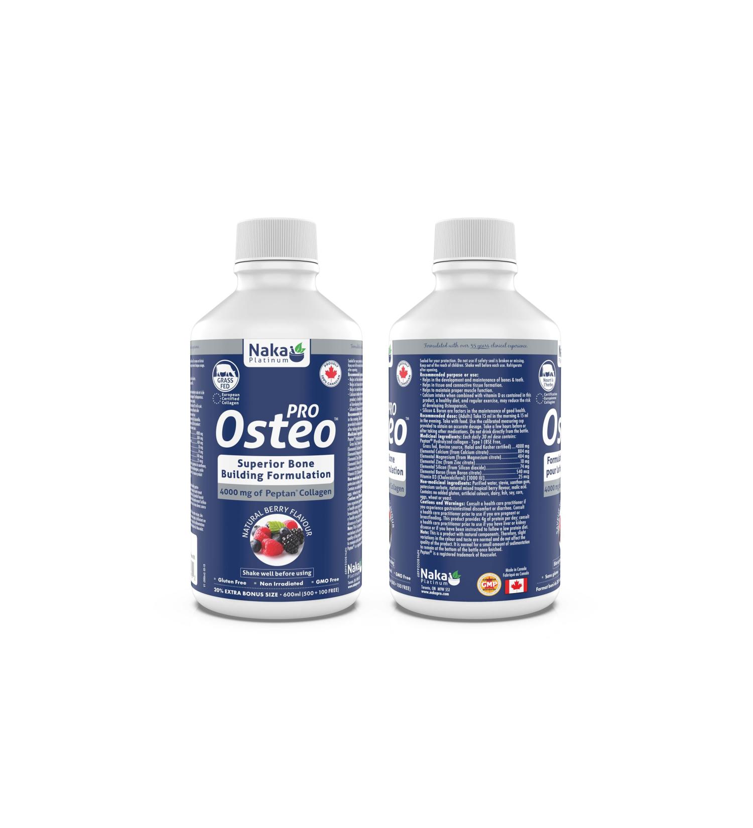 Naka Platinum Pro Osteo Superior Bone Building Formulation 4000mg of Peptan Collagen Naturally Berry Flavour Made in Canada (600ml) 600 ml (Pack of 1) - Buy Online on GoSupps.com
