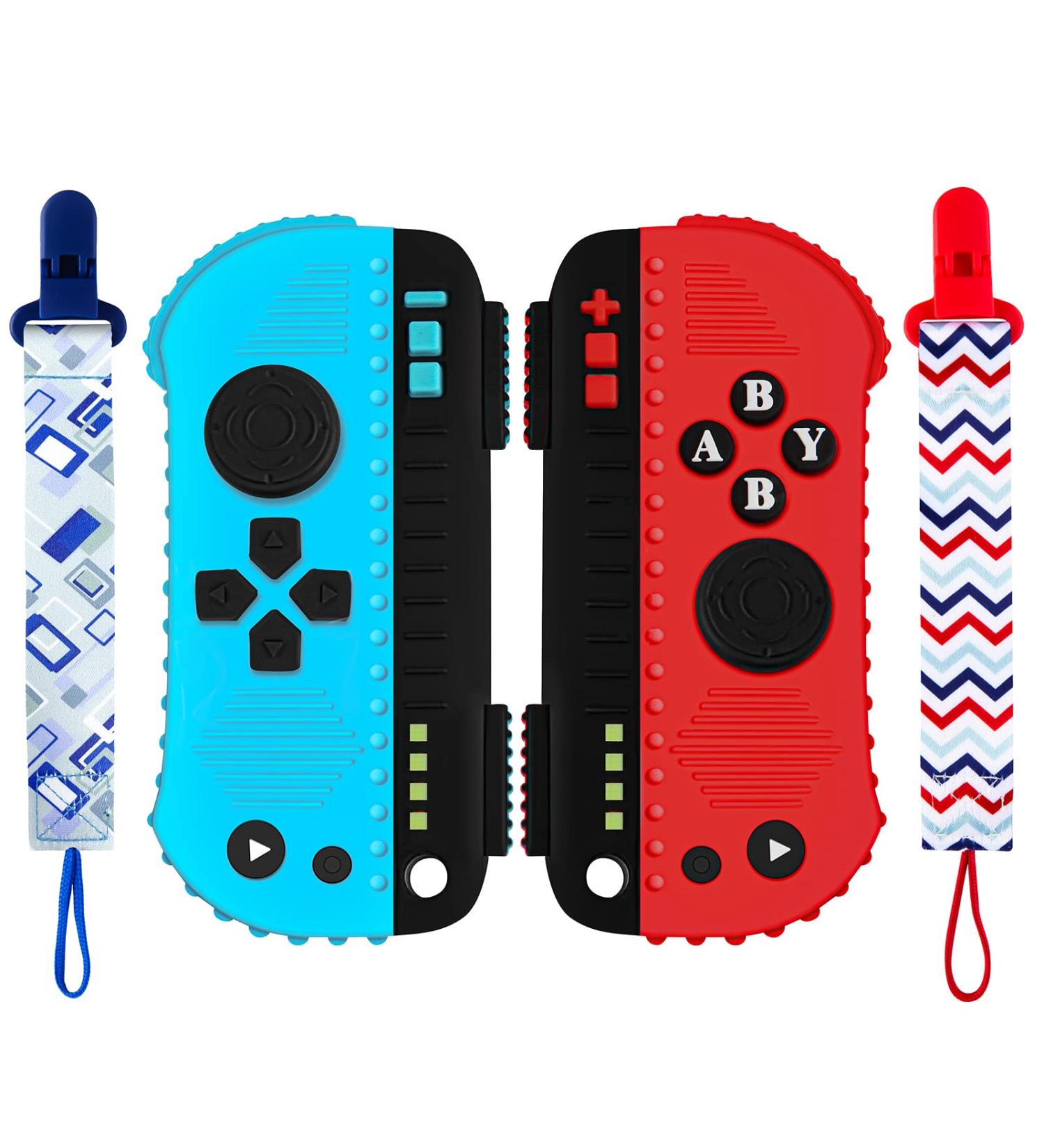 Silicone Baby Teething Toys - Game Controller Teether for Babies 0-12 Months - Sensory Exploration and Teething Relief - Blue & Red - Buy Online on GoSupps.com