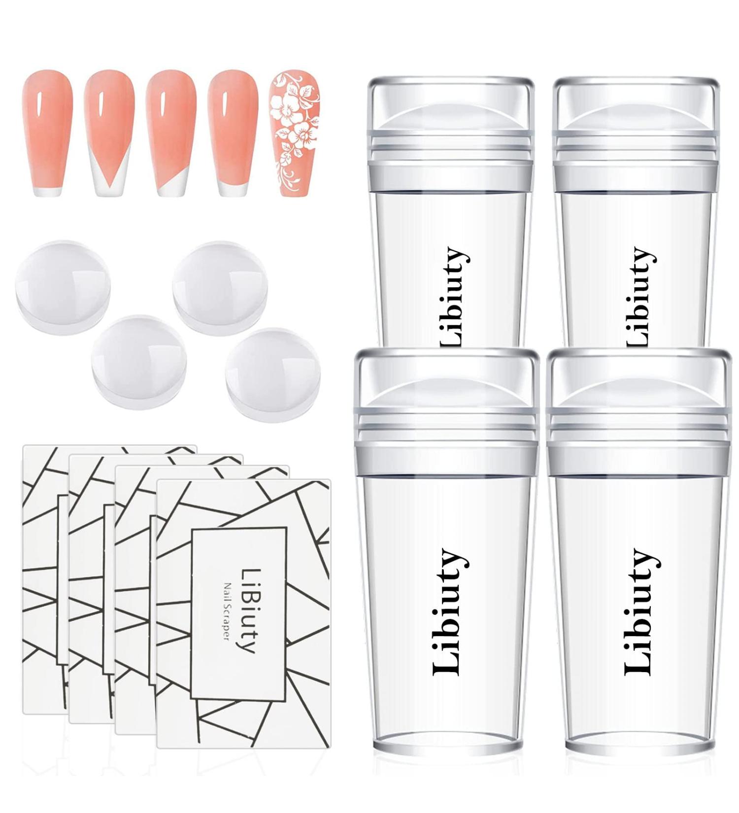 BUDOCI Easy French Manicure Stamp Kit 4pcs Nail Art Jelly Stamper with Scrapers Set & 4 Replaces Silicone Head for Stamping French Nail Tip Home DIY Nail Salon 8 Piece Set - Buy Online on GoSupps.com