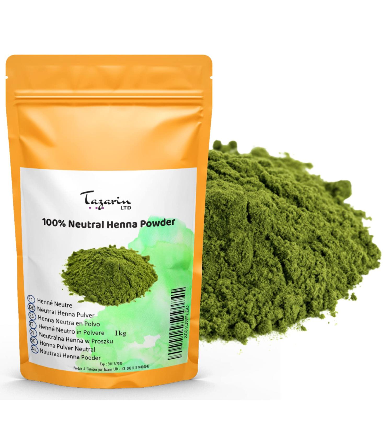 1kg Neutral Henna Powder - 100% Natural Cassia Obovata for Hair Volume & Strength - Pure Additive-Free | Tazarin LTD - Buy Online on GoSupps.com
