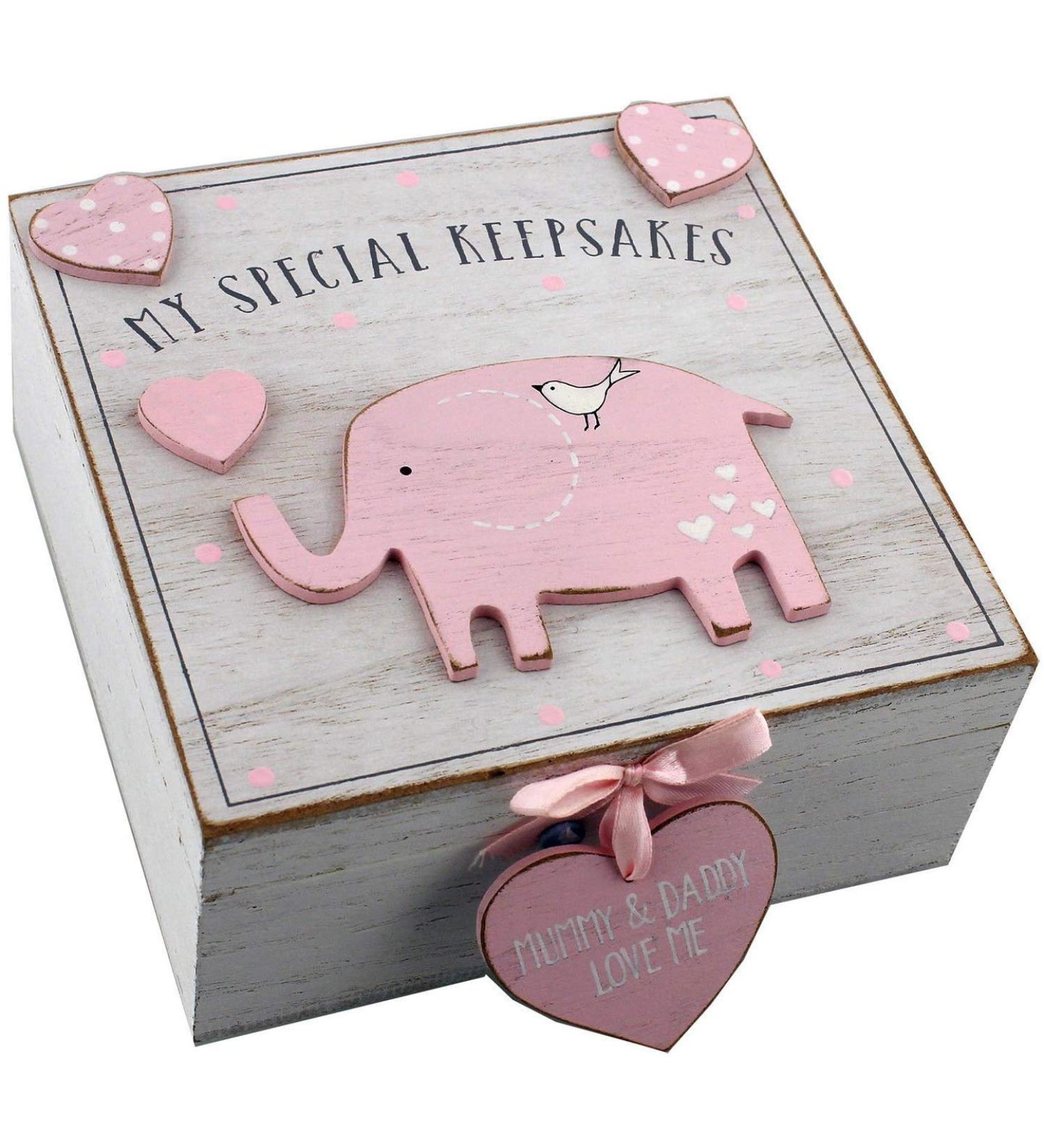 Oaktree Gifts Baby Girl Vintage Style Wooden Memories Keepsake Box - Buy Online on GoSupps.com