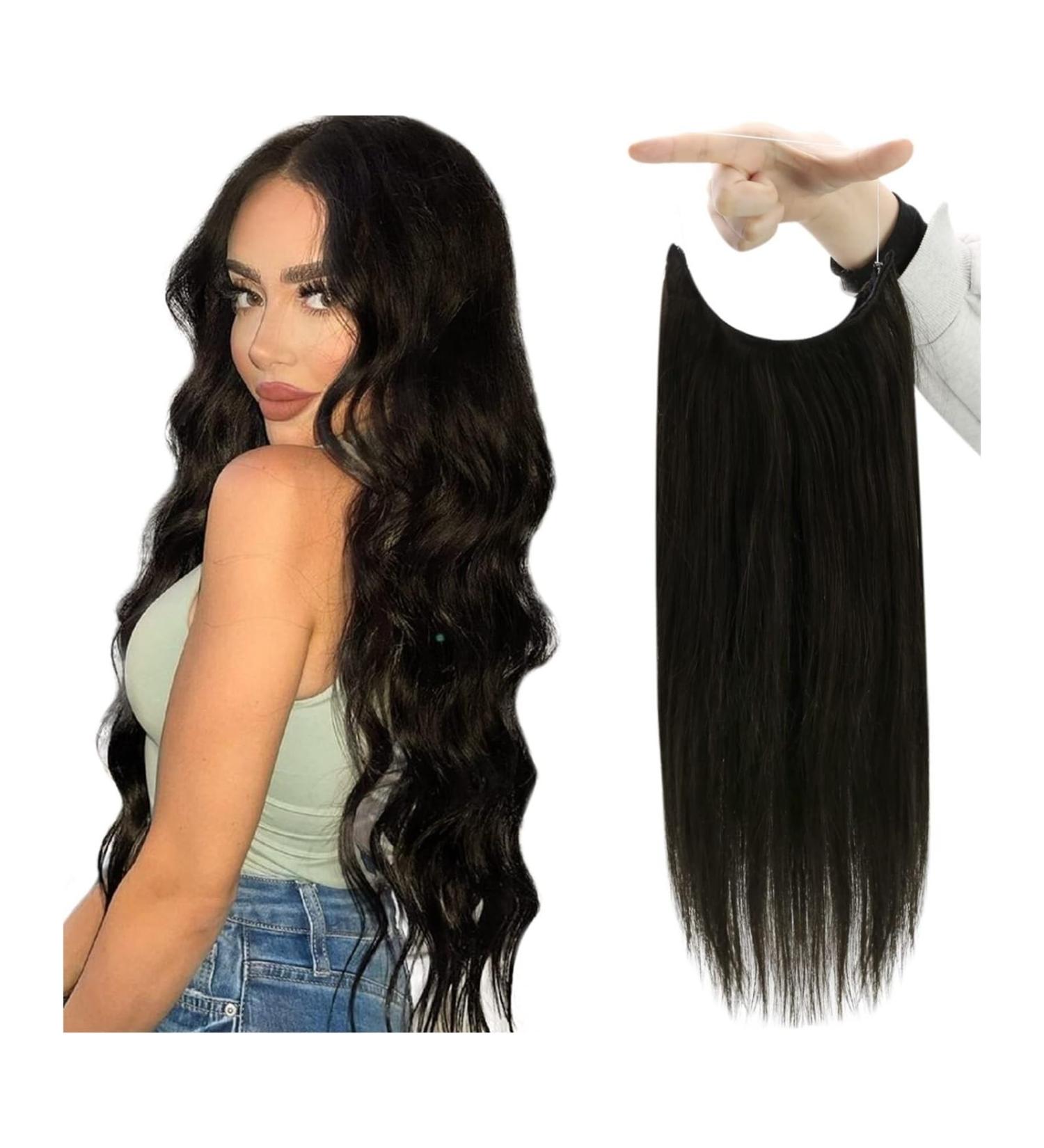 Hair Extensions Invisible Wire Hair Extensions 1 Piece Fish Line Human Hair Extension With Clip Brazilian Straight Natural Remy Hair Clip In Hairpiece For Women Hair Pieces(20 INCHES) 20 INCHES Color 1B - Buy Online on GoSupps.com