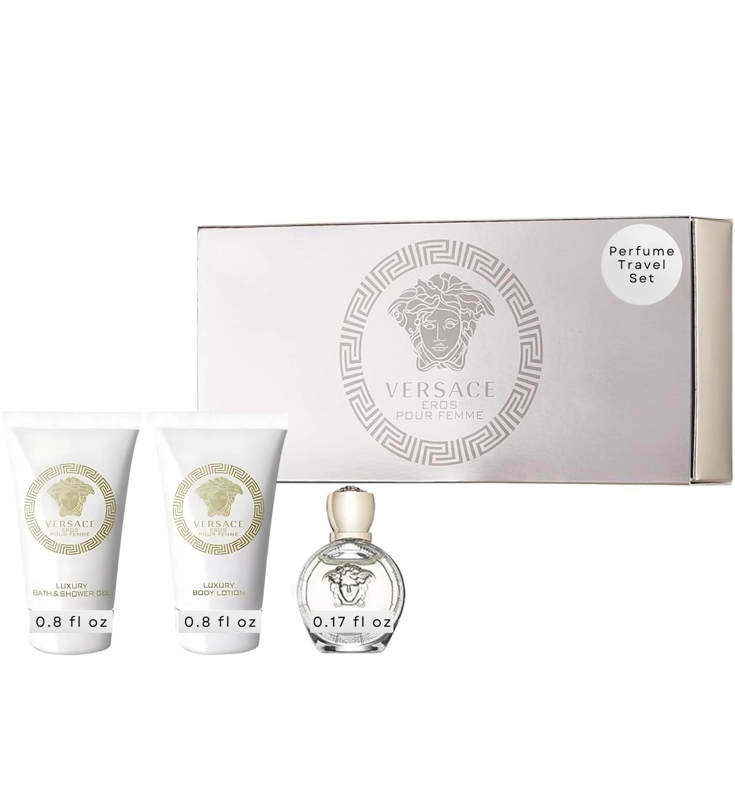 Versace Eros Pour Femme Perfume for Women Travel Mini Gift Set- EDP Shower Gel Body Lotion - Buy Online on GoSupps.com