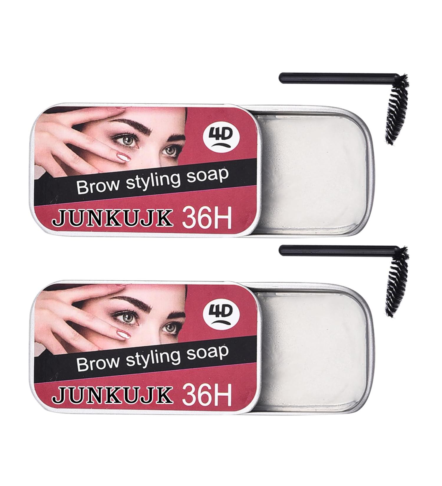 2PCS Eyebrow Soap 3D Styling Brow Soap Eyebrow Gel Transparent Brow Wax Long Lasting Soap Brow eyebrow kit with Eyebrow Brushes for Natural Eyebrows - Buy Online on GoSupps.com