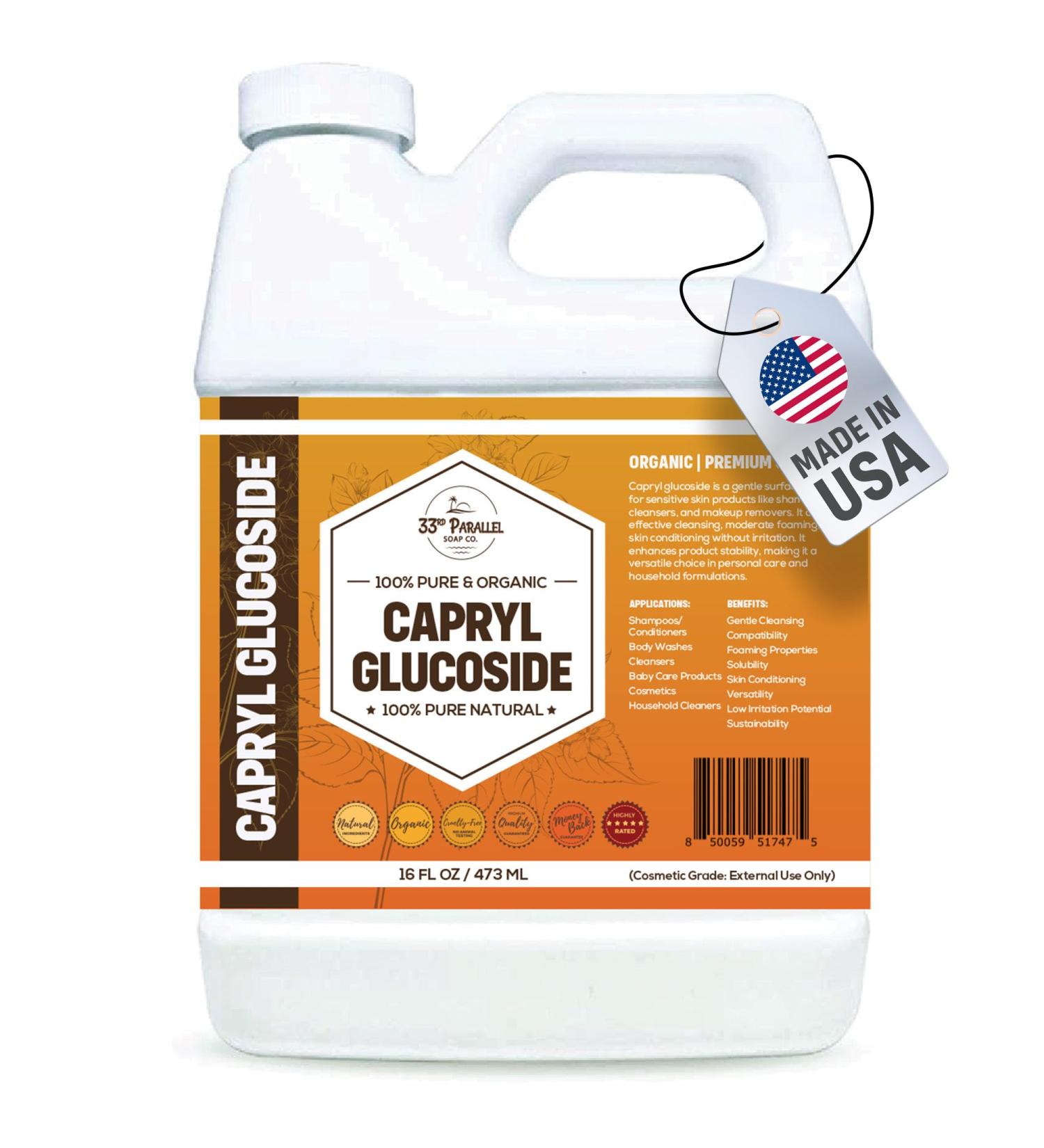 33RD PARALLEL SOAP CO. Capryl Glucoside Liquid Surfactant (16 oz) - Caprylyl Natural, Plant Derived, DIY Skin Care - Facial Cleansers, Body Washes, Shower Gels, Foaming, Body Soap, Shampoos, 16 ounce - Buy Online on GoSupps.com