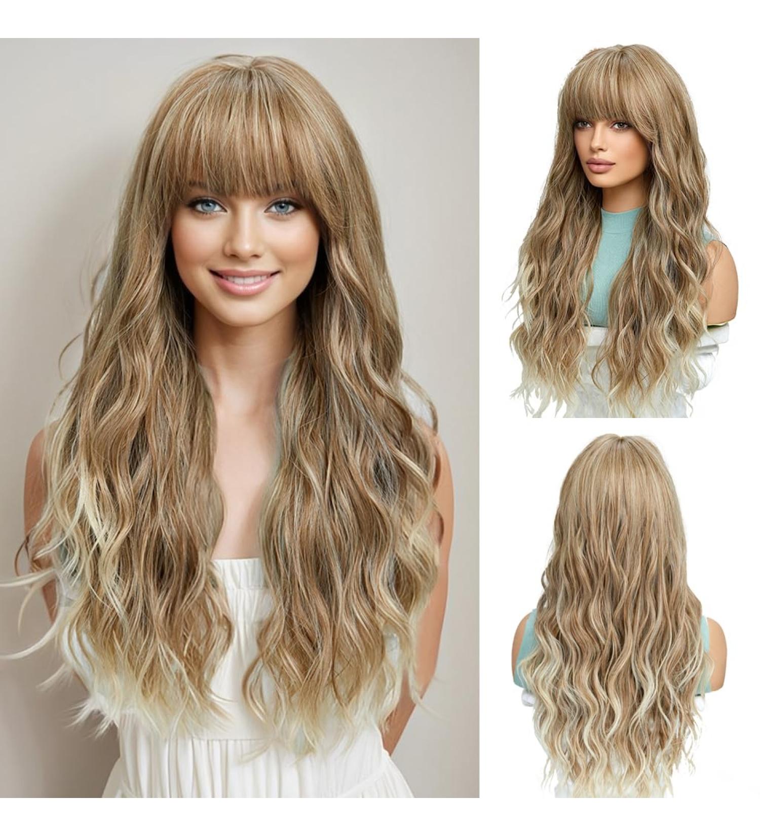 Buy Oefei Long Light Brown Blonde Wig - Natural Wavy Synthetic Hair Heat-Resistant for Daily Party & Cosplay Wear - Buy Online on GoSupps.com