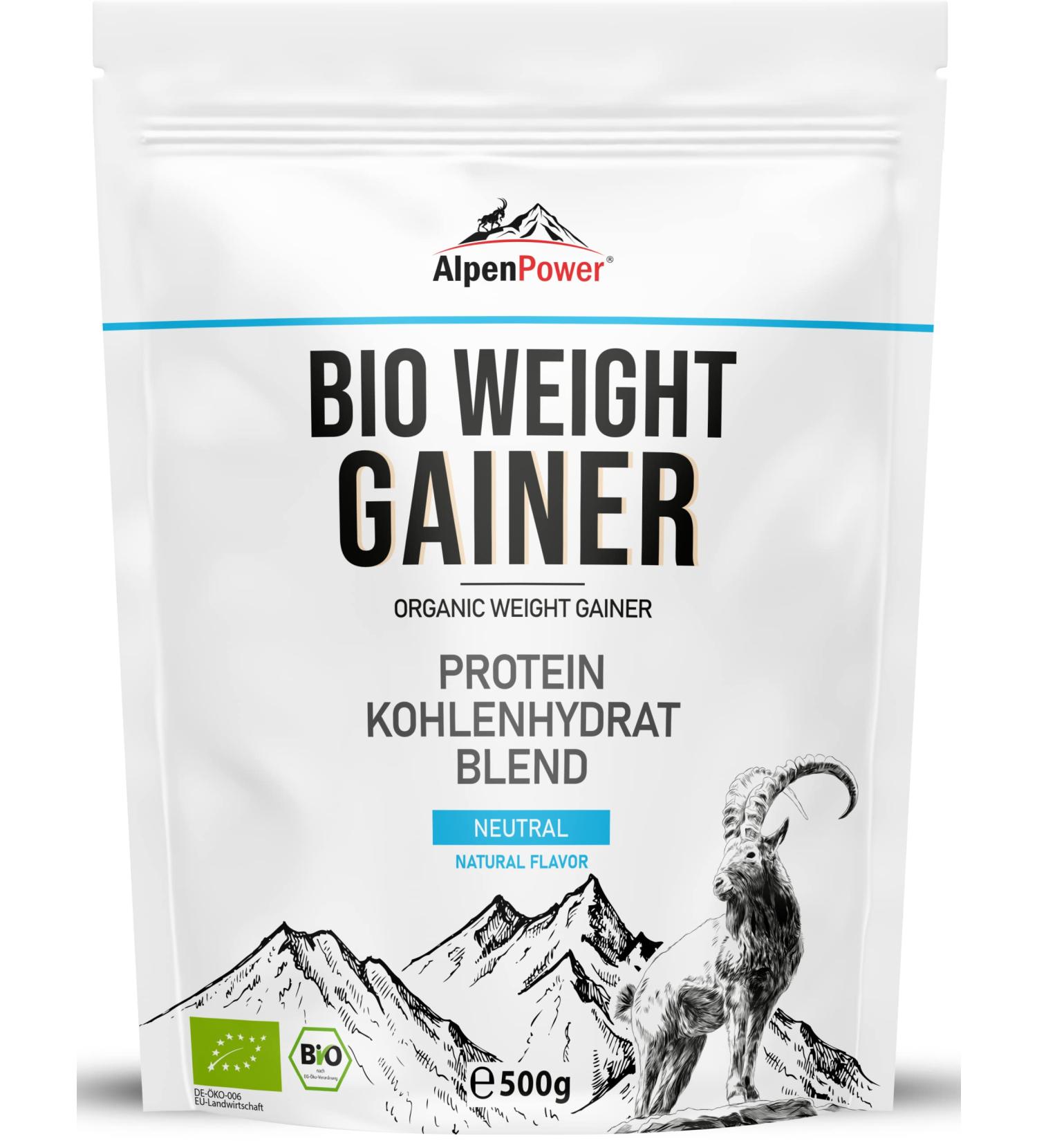 Alpenpower Bio Weight Gainer Neutral 500g | 100% Natural Ingredients | High-Quality Protein & Carbohydrates for Muscle Building | Additive-Free Formula - Buy Online on GoSupps.com