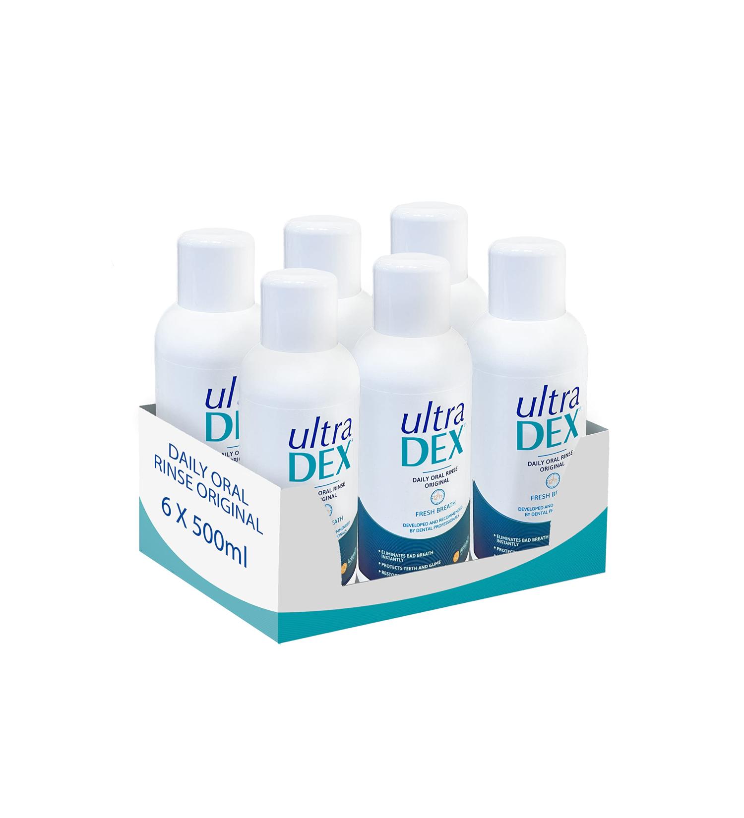 UltraDEX Daily Oral Rinse Original 6 x 500ml - Fresh Breath Mouthwash - Buy Online on GoSupps.com