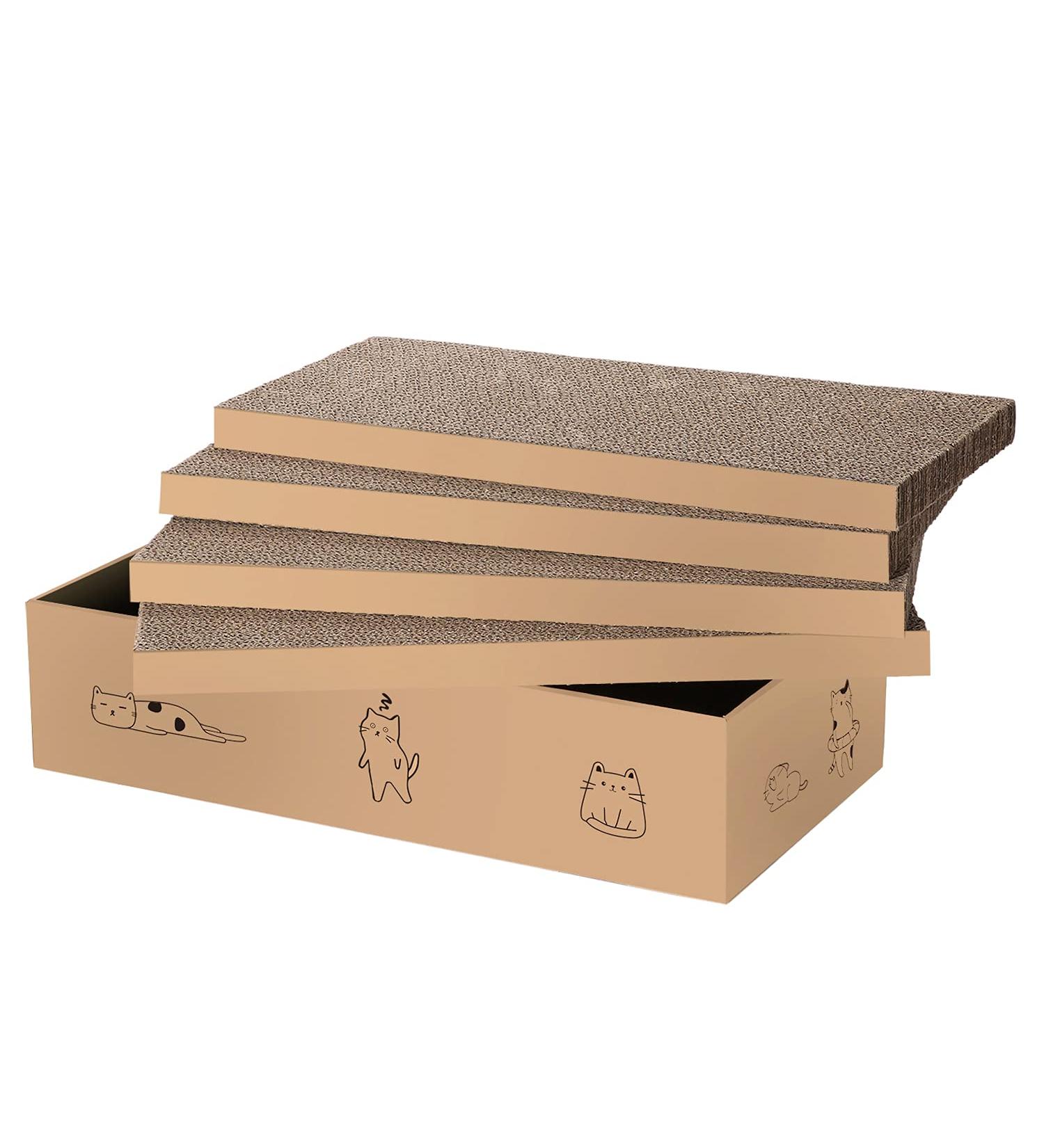 4-Pack Reversible Cat Scratch Pad | Durable Recyclable Cardboard | Rest, Grind Claws & Play | Cat Scratcher Box - Buy Online on GoSupps.com