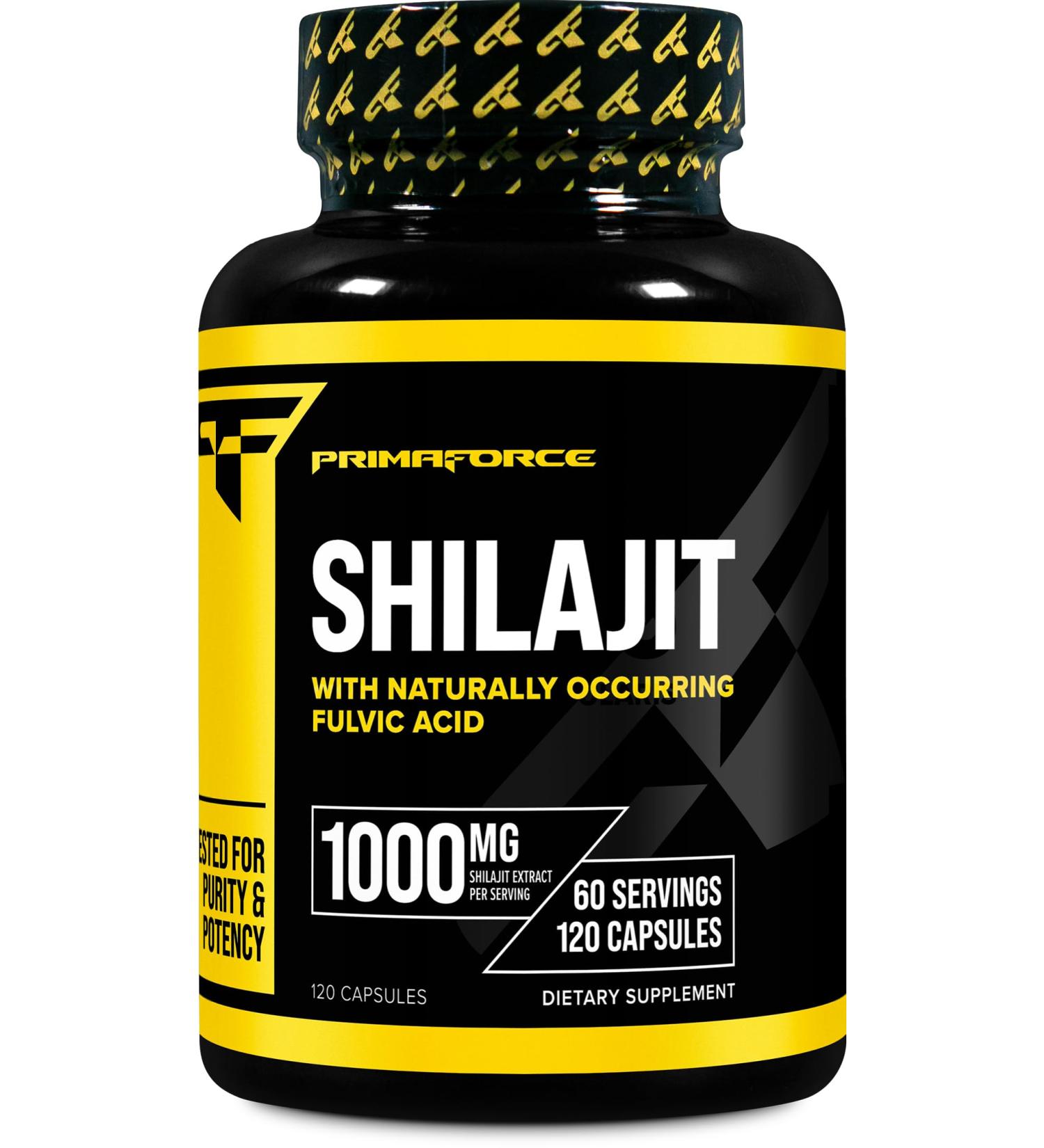 Primaforce Shilajit 120 Capsules (1000mg) - with Naturally Occurring Fulvic Acid 60 Servings - Buy Online on GoSupps.com