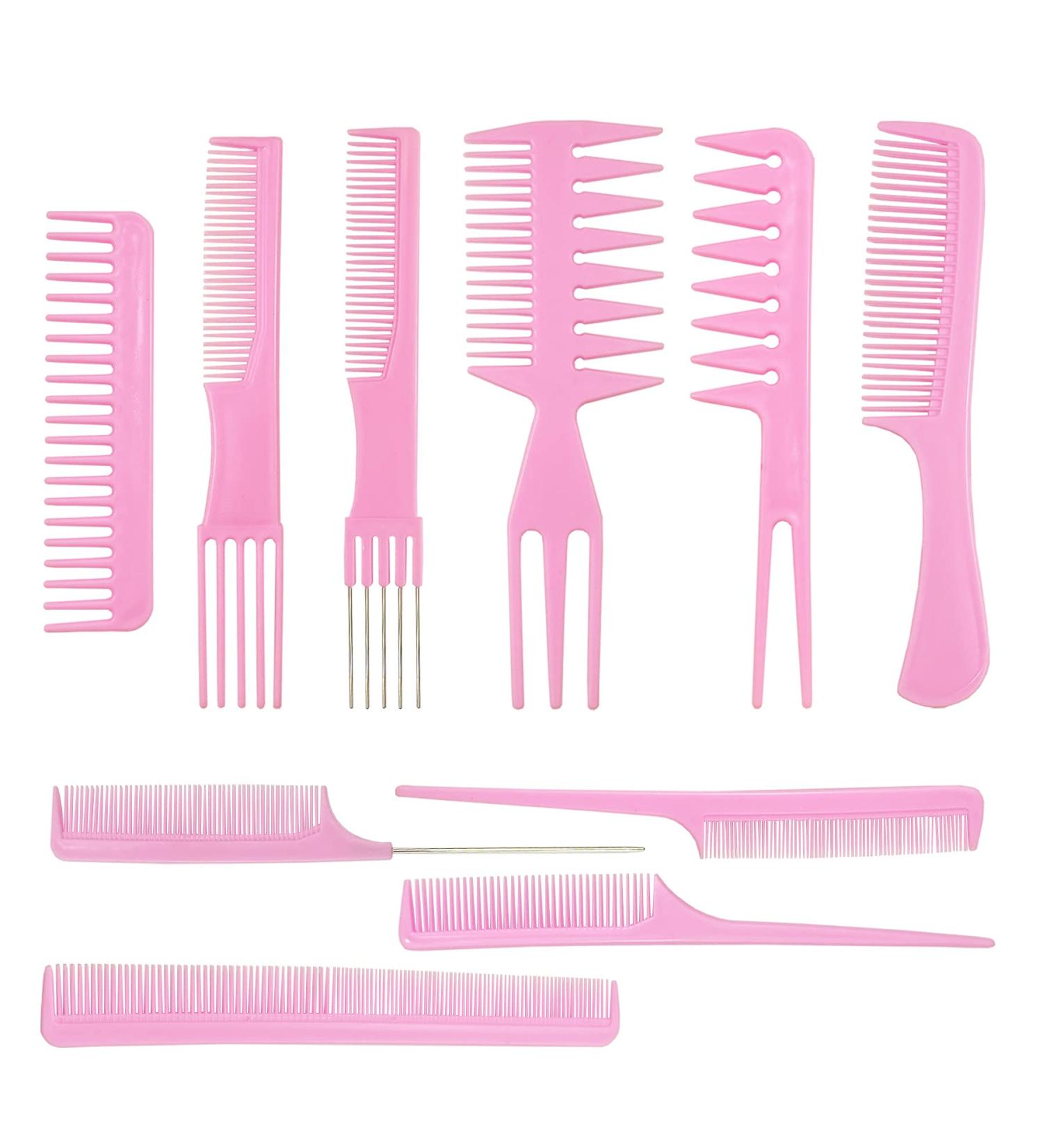 10 Pcs Professional Styling Comb Set for Hair Stylists - Coarse and Fine Toothed Combs for Women's Hair Styles - Buy Online on GoSupps.com