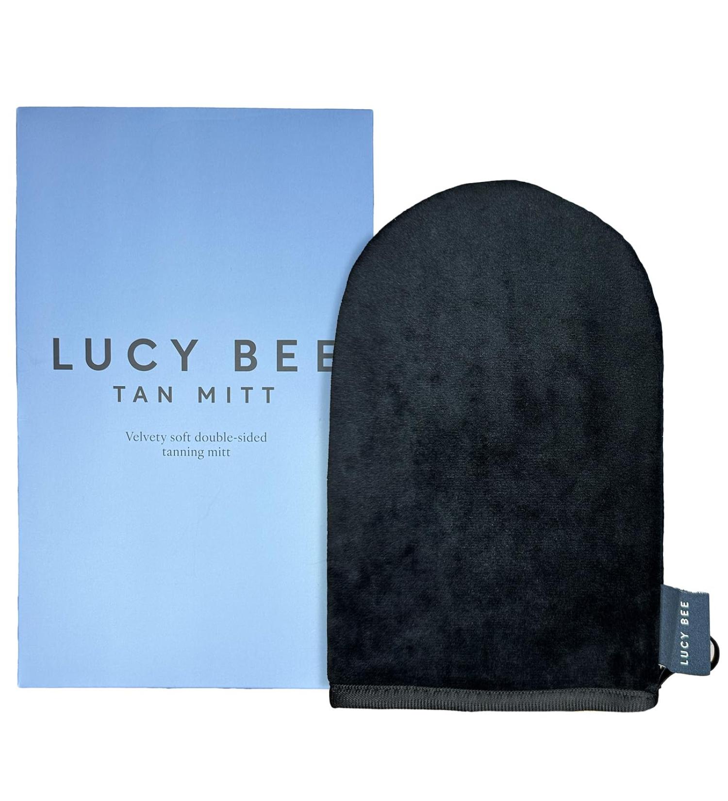 Lucy Bee Reusable Self Tan Mitt - Double-Sided Velvety Soft Applicator for Streak-Free Fake Tan - Washable Black Tan Mitt - FSC Card Carton - Buy Online on GoSupps.com