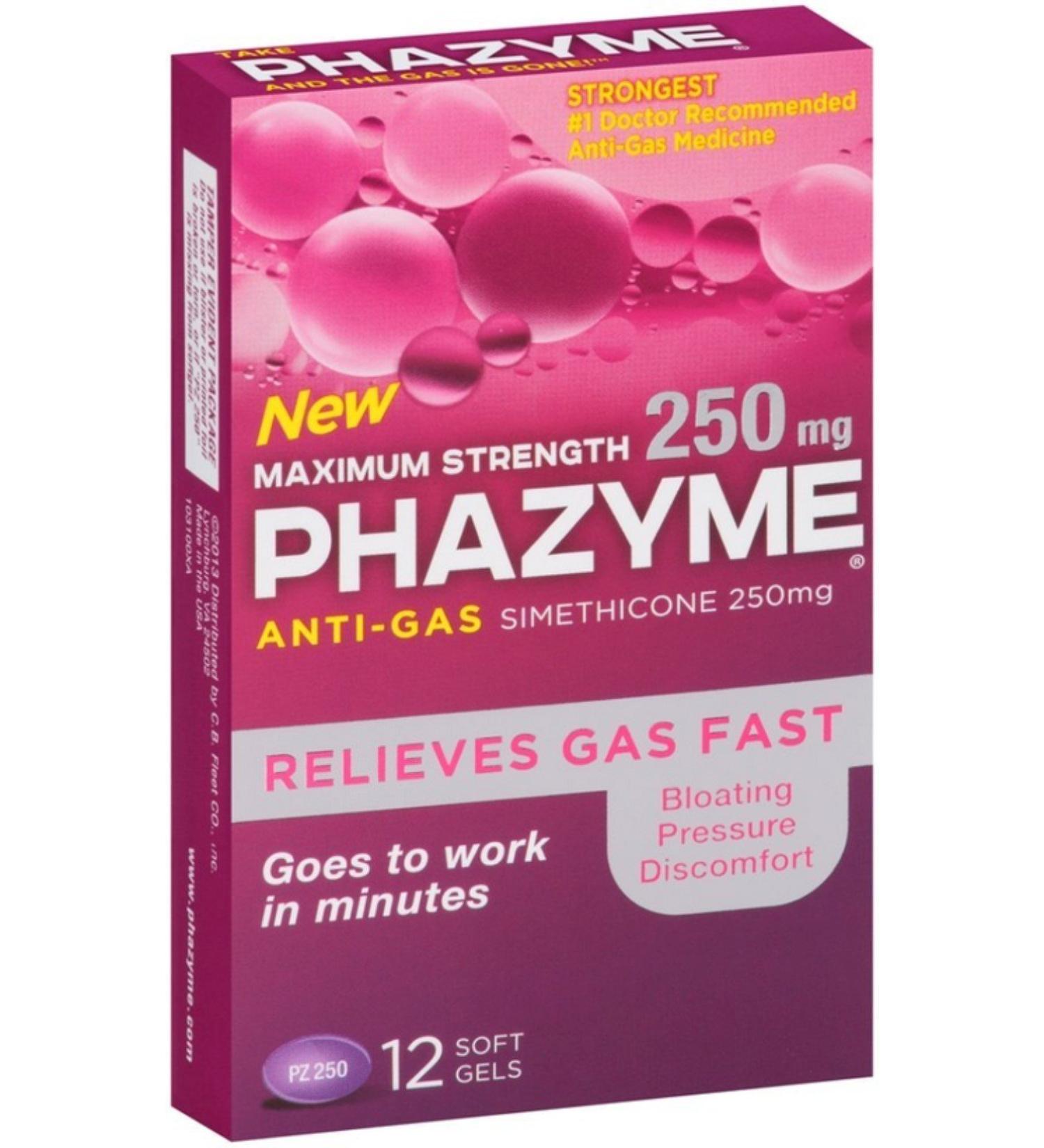 Phazyme Maximum Strength 250 mg Softgels 12 ea (Pack of 5)