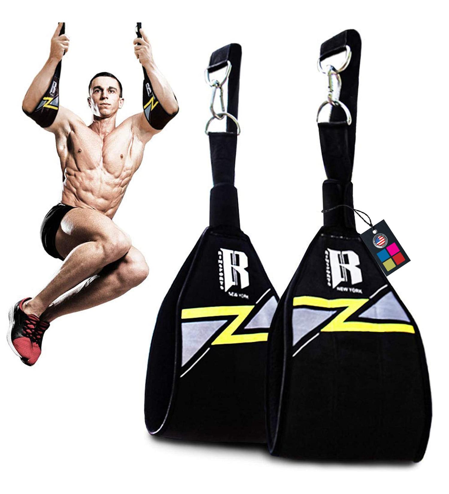 RIMSports Ab Straps for Pull Up Bar - Hanging Abdominal Workout Sling Straps - Black Pull Up Straps for Men & Women - Buy Online on GoSupps.com