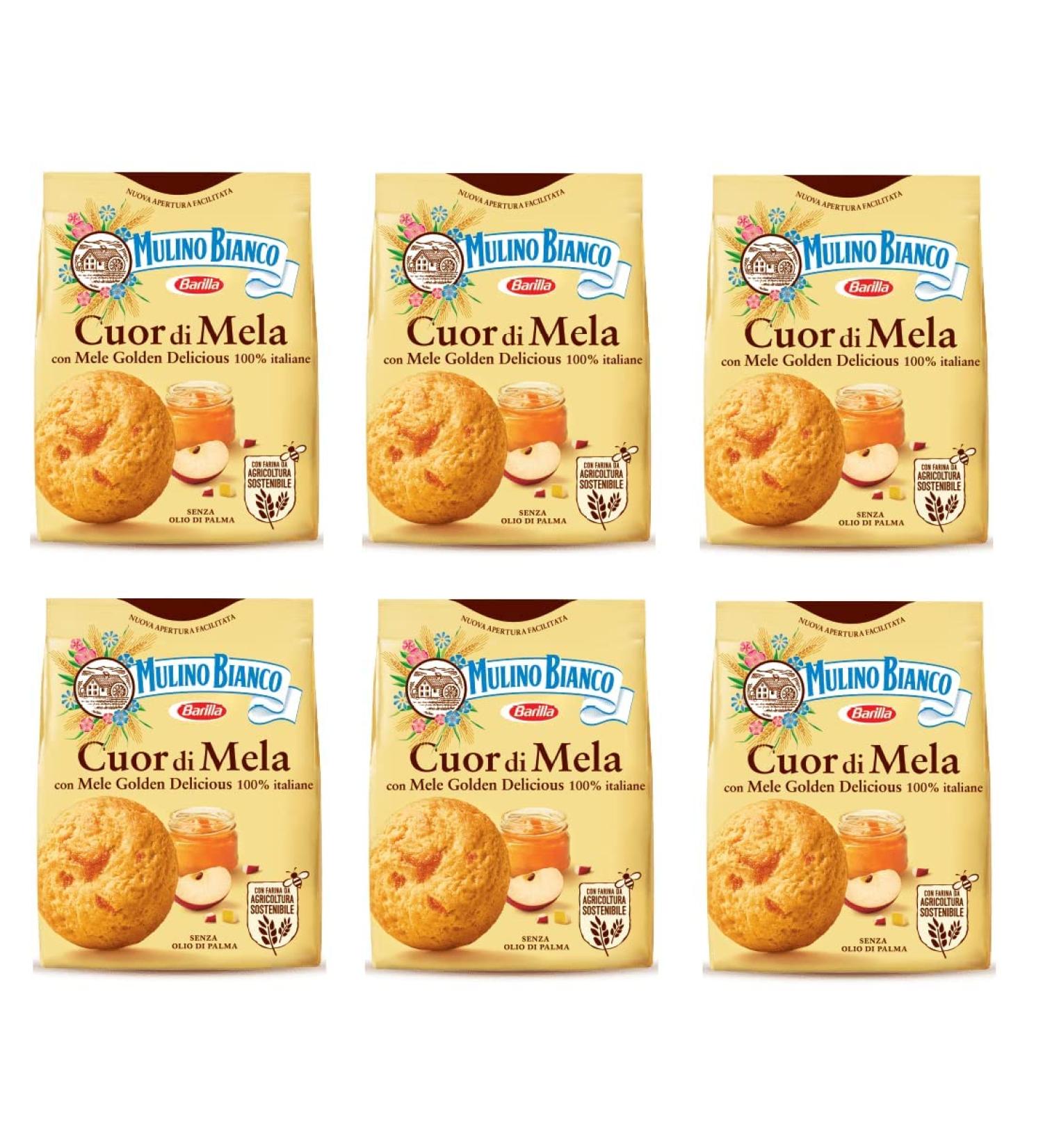  Mulino Bianco Pack of 6 Mulino Bianco Cuor di Mela butter biscuits with apple marmalade 300g - Buy Online on GoSupps.com