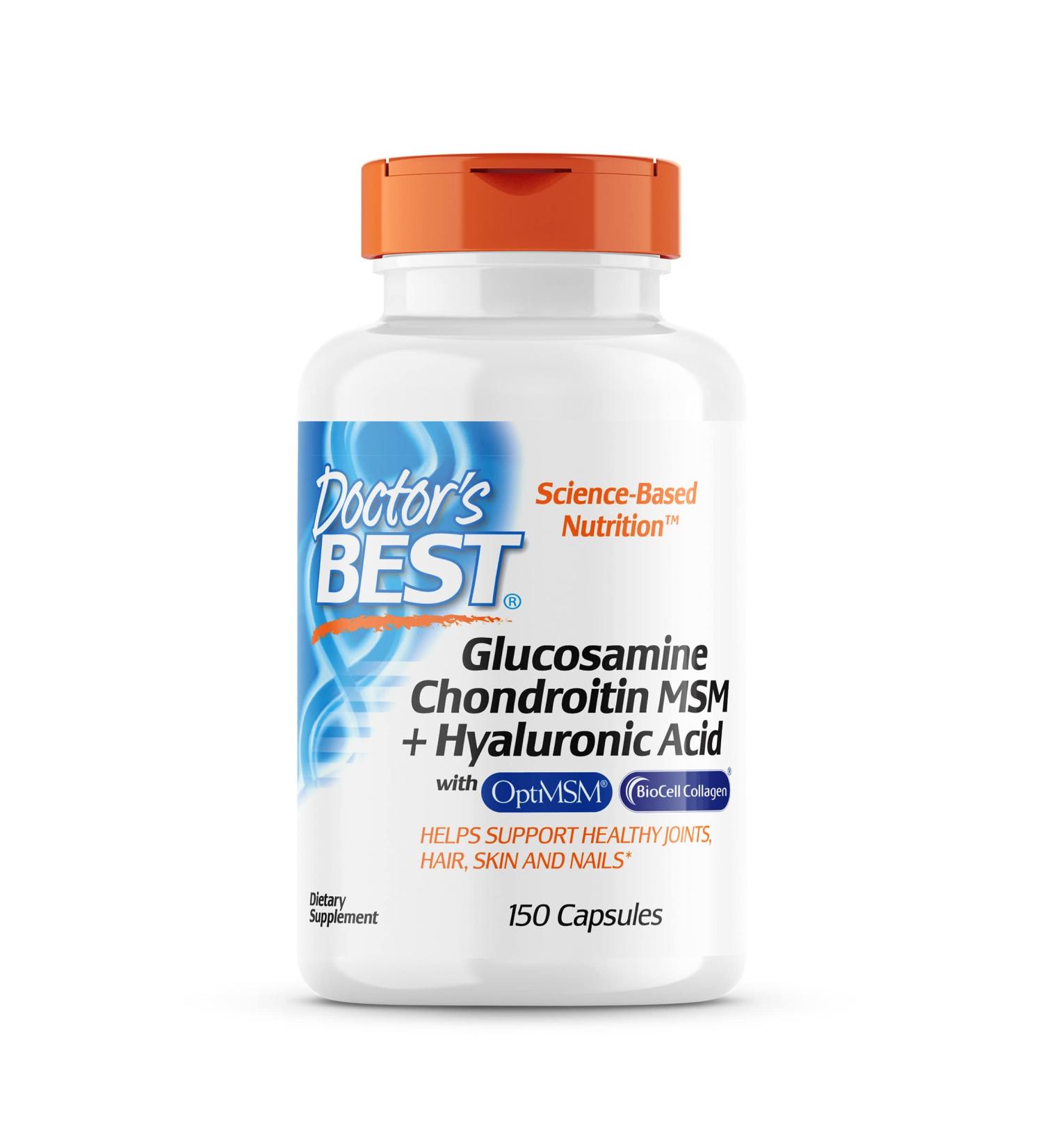 Doctor's Best Glucosamine Chondroitin MSM + Hyaluronic Acid - 150 Veggie Caps for Joint Health - Buy Online on GoSupps.com