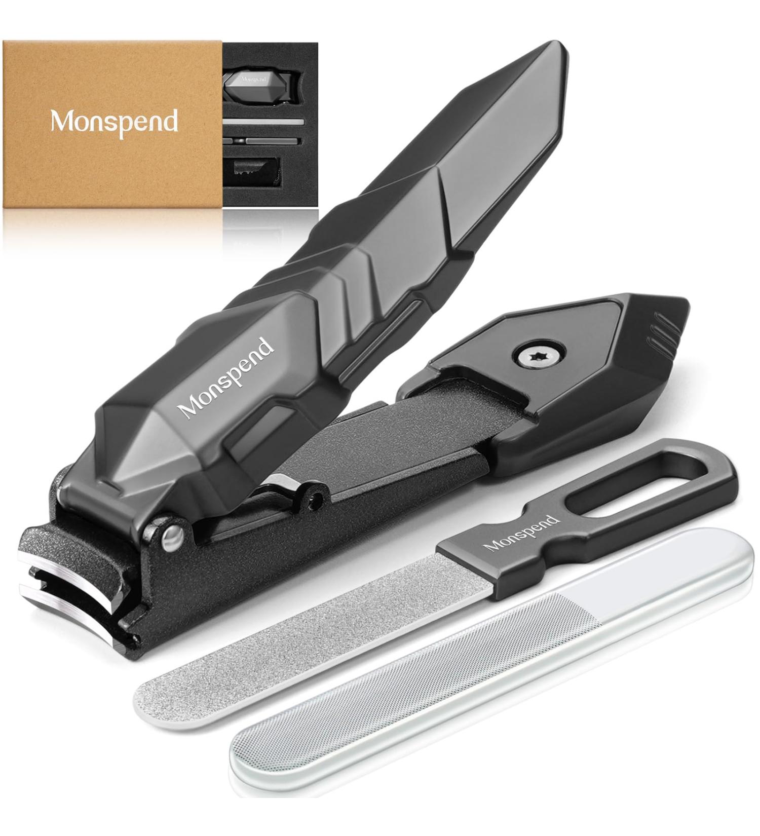 Premium Nail Clippers with Catcher - No Splash Stainless Steel Fingernail & Toenail Cutters for Thick Nails - Includes Custom Flannelette Bag Storage - Buy Online on GoSupps.com