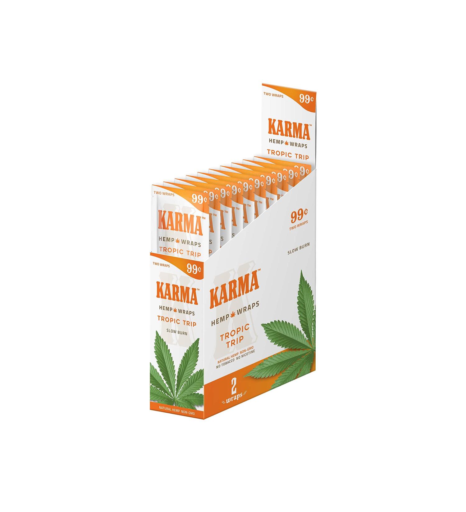 Karma Hemp Natural Wraps - Non GMO - 2 Wraps/Pack - 25 Packs Display (Tropic Trip) - Buy Online on GoSupps.com