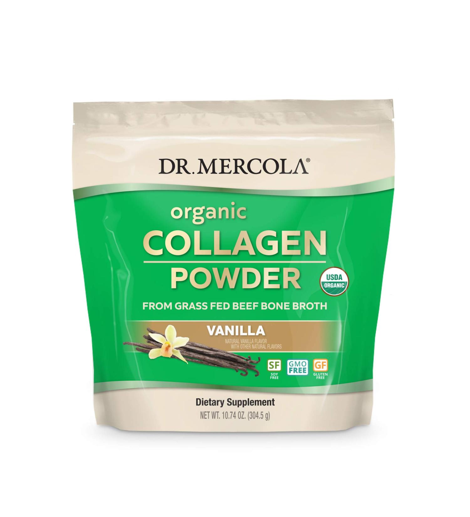 Dr. Mercola Organic Collagen Powder Vanilla 10.74 oz - Pure Collagen Supplements for Healthy Skin & Joints - Buy Online on GoSupps.com