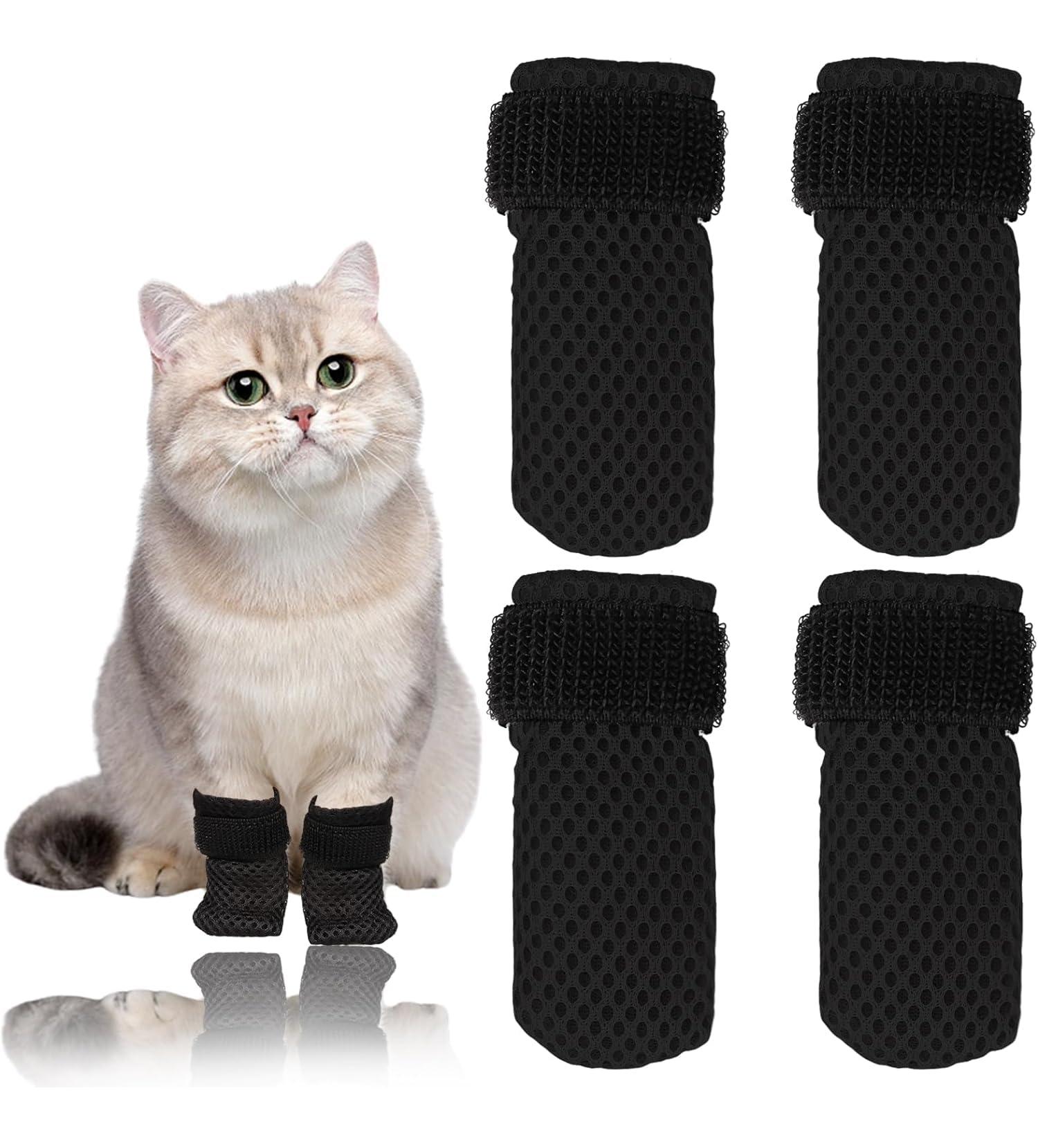 4 Pieces Cat Claw Covers - Breathable Mesh Paw Caps for Scratch Protection & Fur Care - Buy Online on GoSupps.com