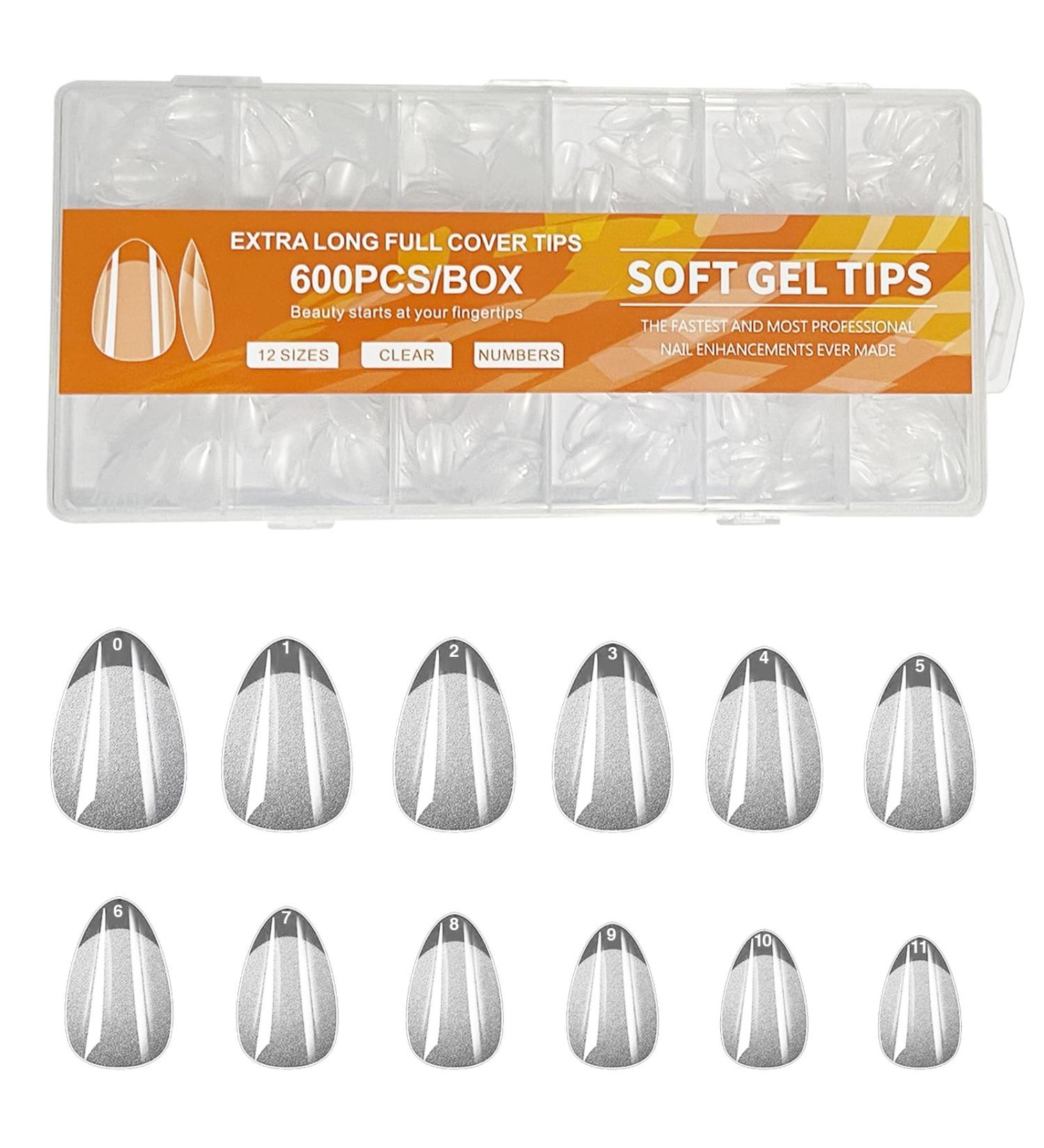 Short Nail Tips - 600PCS Half Matte Soft Gel Nail Tips Full Cover False Nails Tips Clear Acrylic Fake Nails Tips for Press On Nails Short 12 Size 600 PCS (600-Short-A) A Short - Buy Online on GoSupps.com