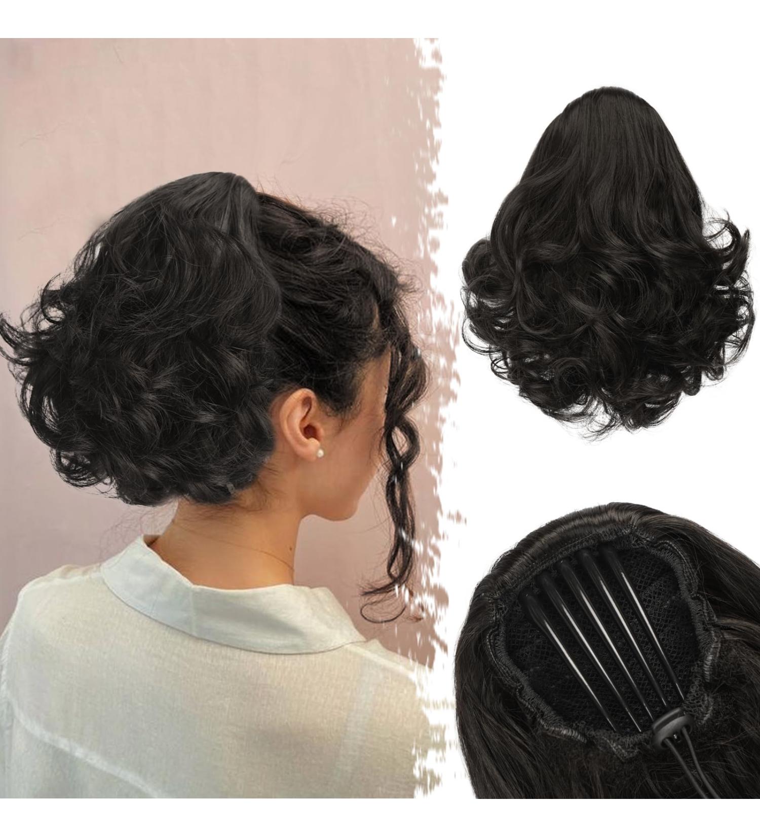 Buy BARSDAR 22CM Natural Black Kamm Clip Hair Extensions - Short Wavy Synthetic Hair for Women - Buy Online on GoSupps.com