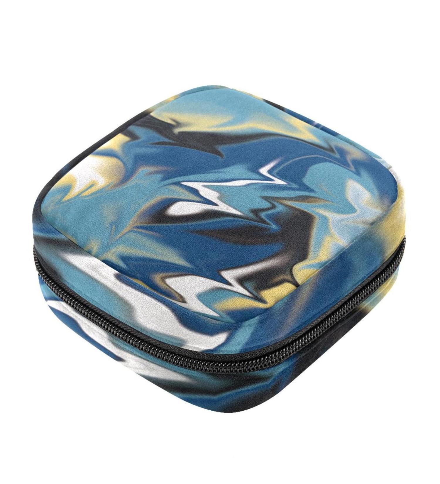 Marble Multicoloured Sanitary Napkin Storage Bag Zipper | Menstrual Cup Pouch for Girls, Women, Ladies | Feminine Period Pads Holder - Buy Online on GoSupps.com