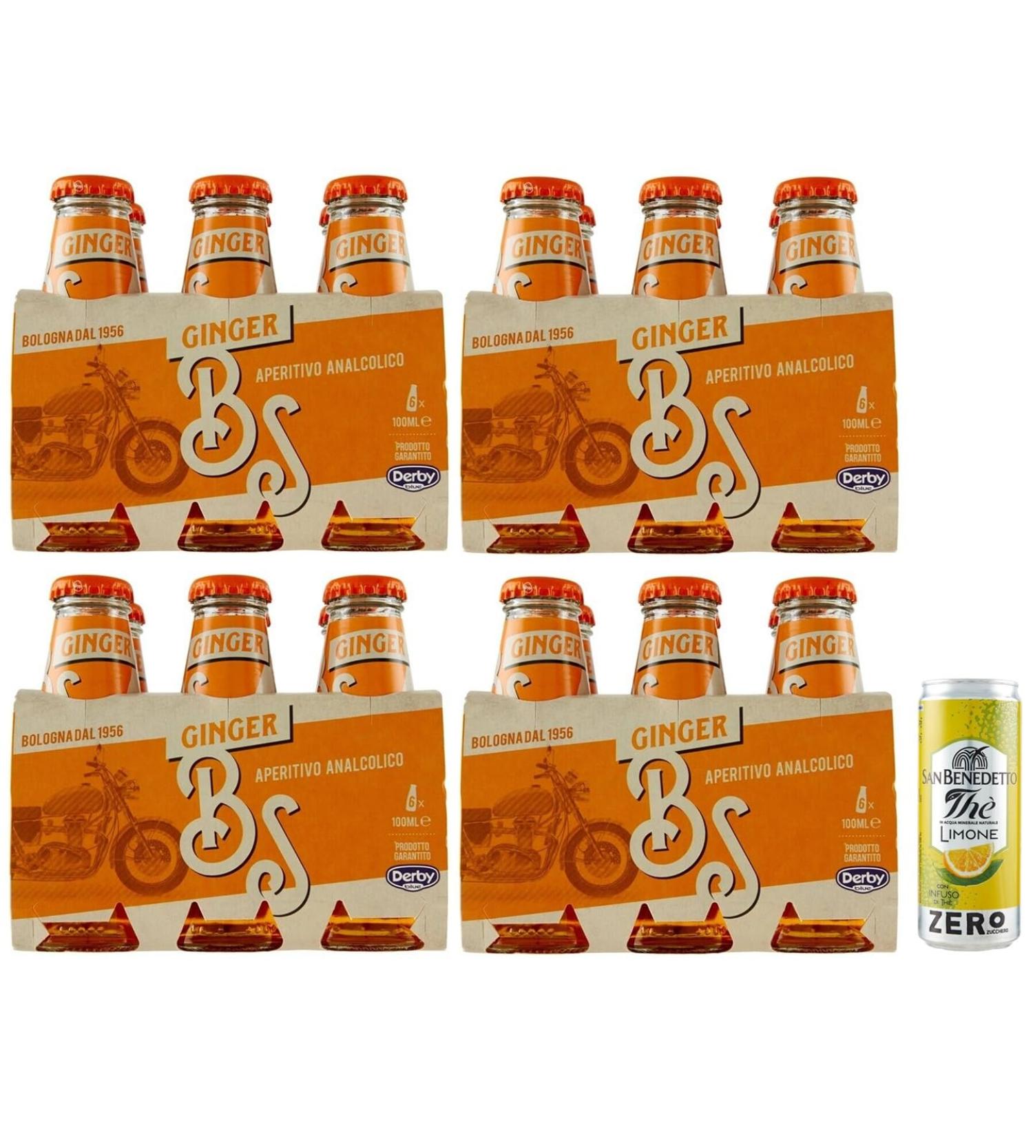 Bitter Salfa Ginger Lot de 24 bouteilles en verre jetables sans alcool 10 cl + 1 bo te de th glac San Benedetto au citron sans sucre 330 ml - Buy Online on GoSupps.com