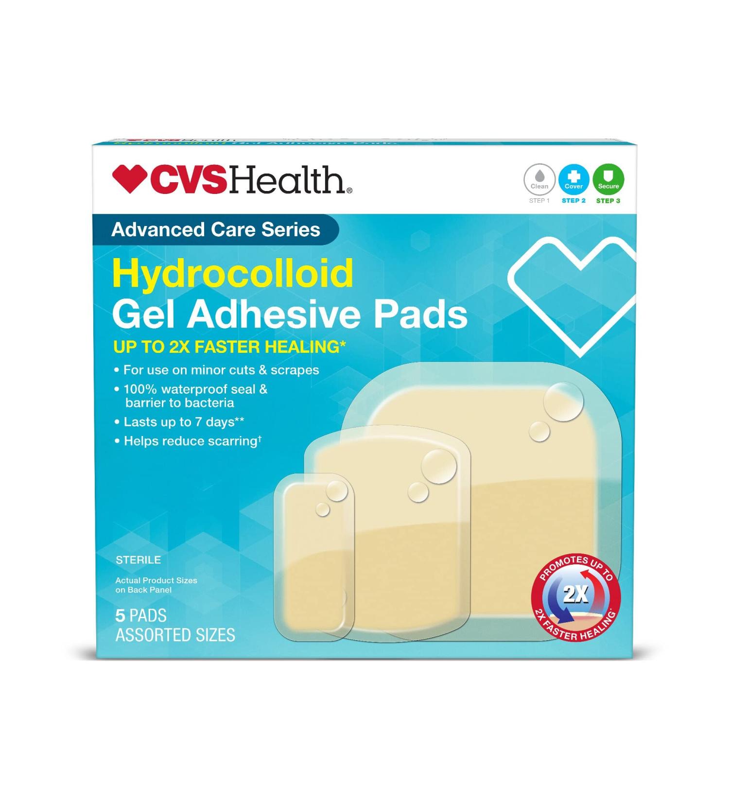 CVS Health Hydrocolloid Gel Adhesive Pads - 5 Assorted Sizes for Fast Healing | International Shipping Available - Buy Online on GoSupps.com