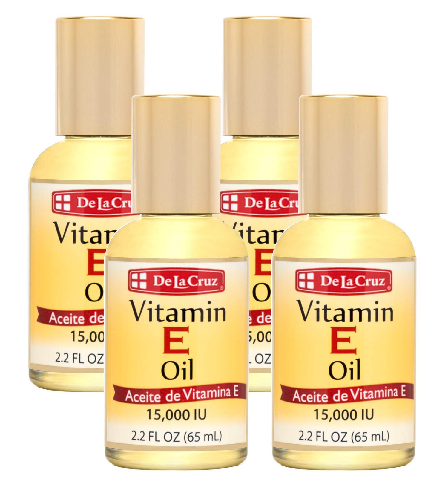De La Cruz Vitamin E Oil Vitamin E Oil with Safflower for Skin Hair Face and Body 2.2 FL. OZ. (4 Bottles) - Buy Online on GoSupps.com