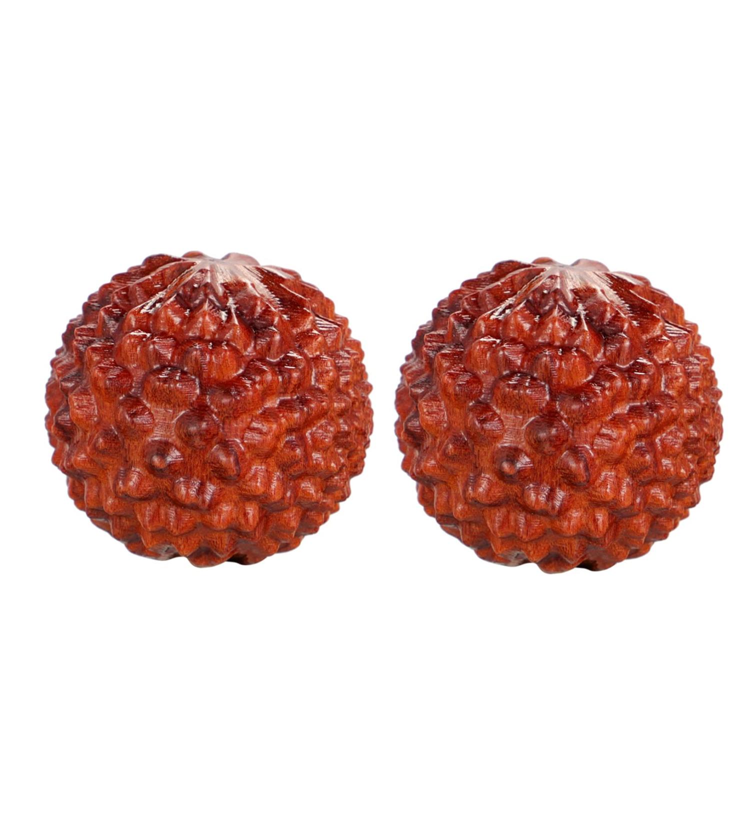 Beavorty 2-Stone Wooden Carving Massager - Chinese Decor Foot Massage Ball for Stress Relief | Rosewood Decompression Toy - Buy Online on GoSupps.com