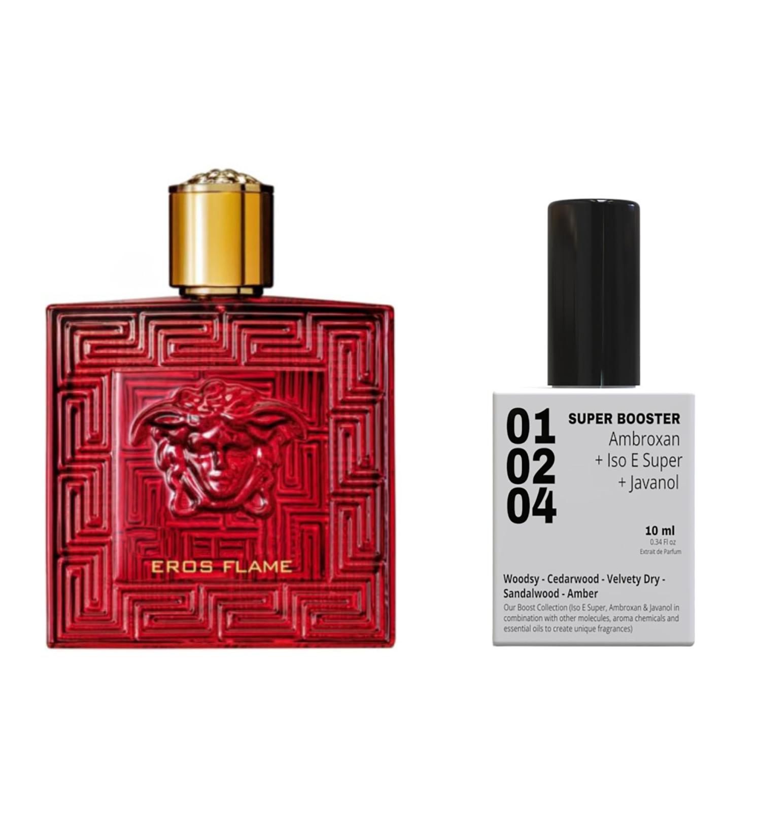 EQUIVALENCE PERFUME SUPER BOOSTER (MOLECULES 01+02+04) TO EROS FLAME Give power to your original perfume 12 hours long lasting Large Bottle not included It is only a reference (MOLECULES 01+02+04)
