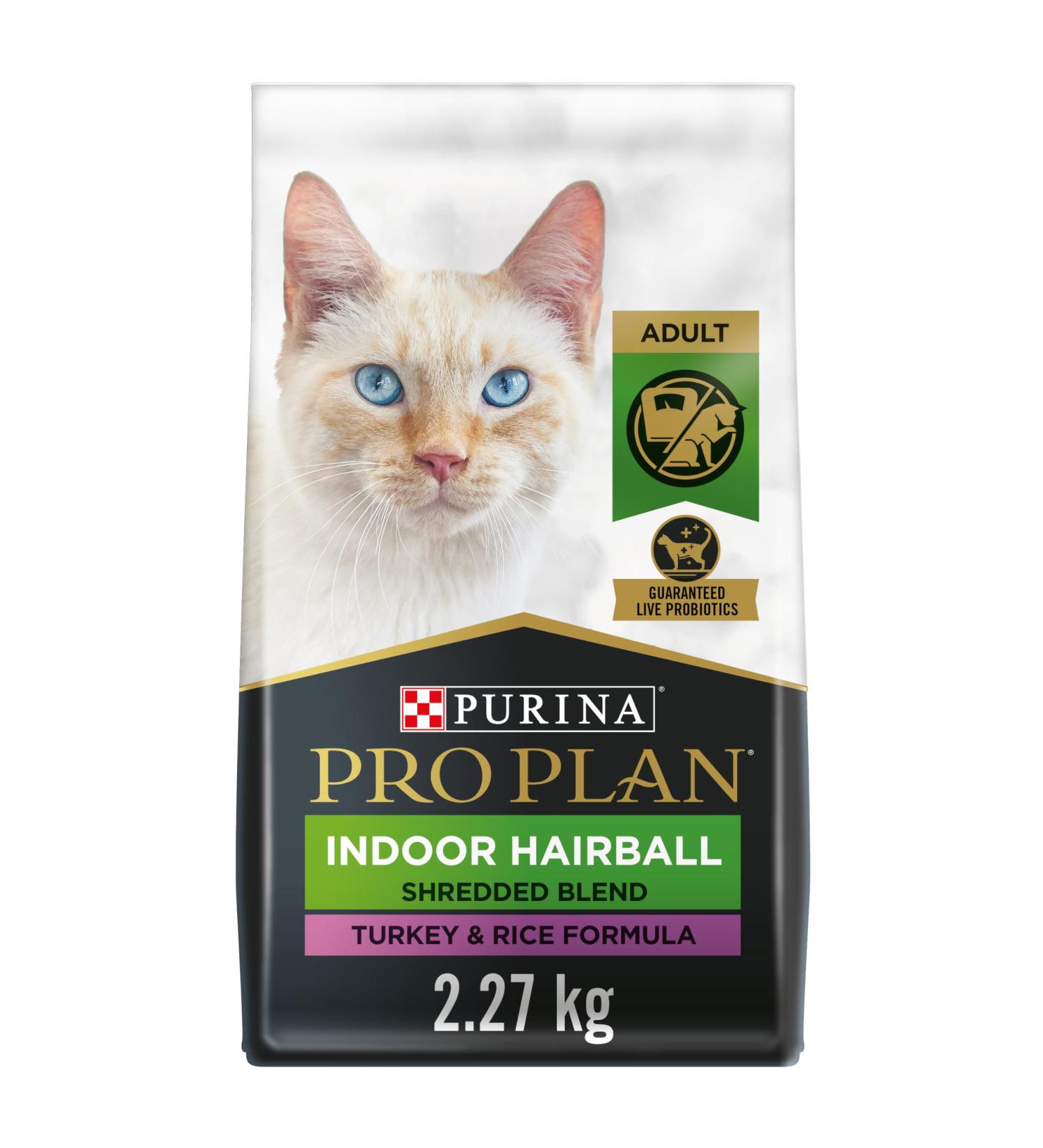 Purina Pro Plan Dry Cat Food Shredded Blend Indoor Hairball Turkey - 2.27 kg Bag - Buy Online on GoSupps.com