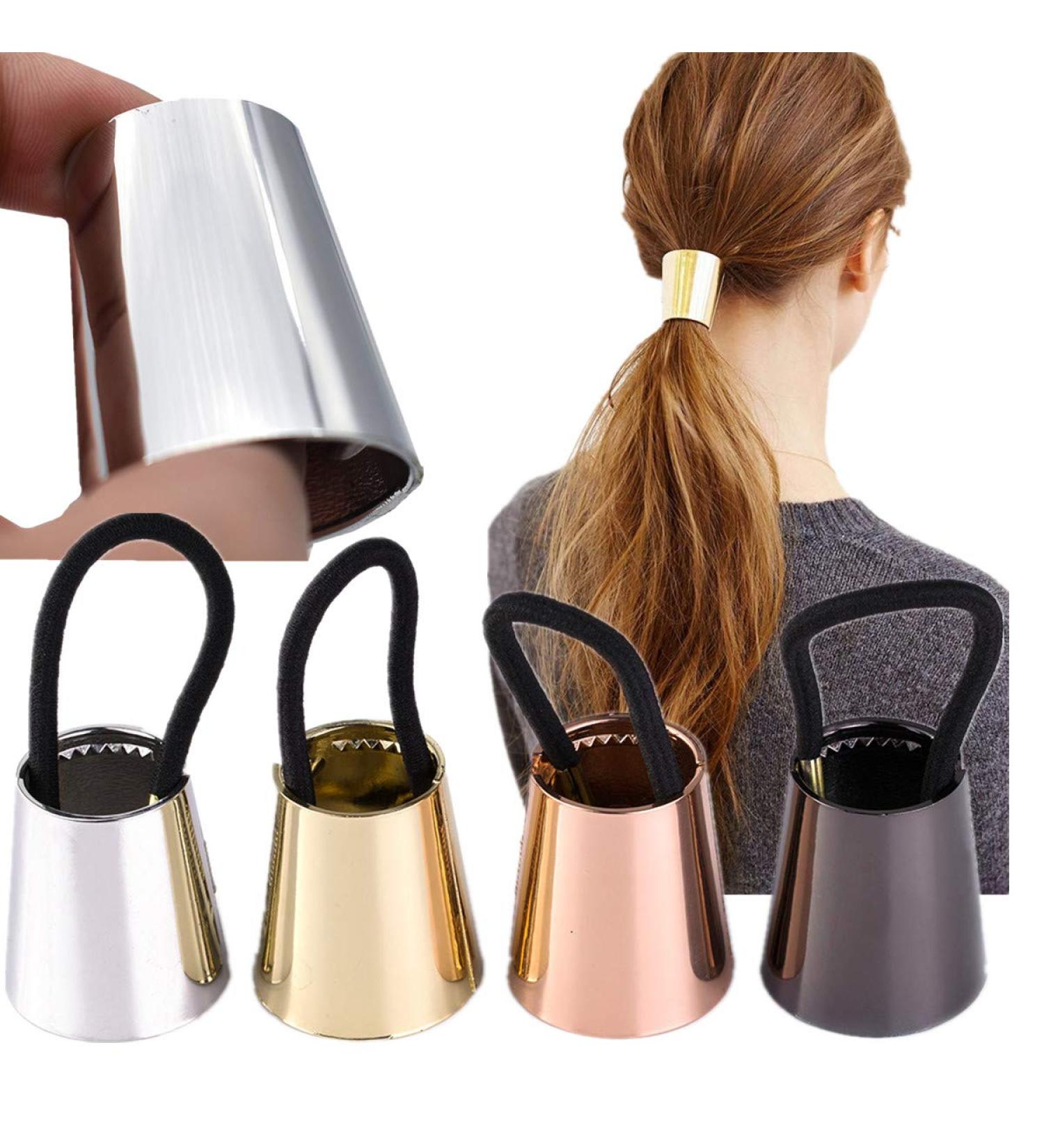Vintage Women's Ponytail Holders - 4 Piece Elastic Hair Tie Set | Punk Metal Hair Jewelry - Buy Online on GoSupps.com