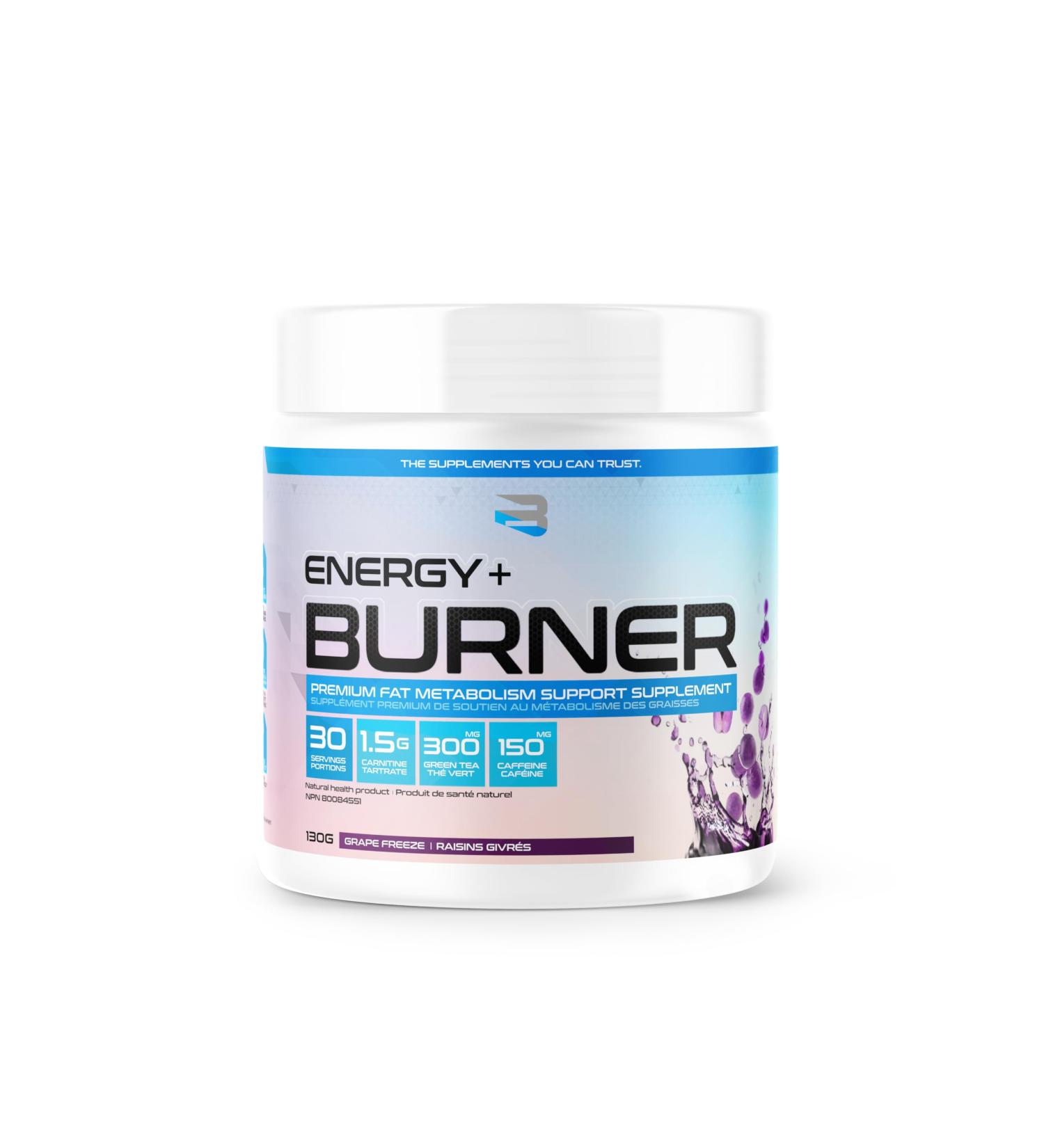Believe Supplements Energy Burner: Maximize Fat Metabolism Muscle Recovery and Performance - Boost Endurance Reduce Fatigue and Enhance Alertness for Intense Workouts! (Grape Freeze)