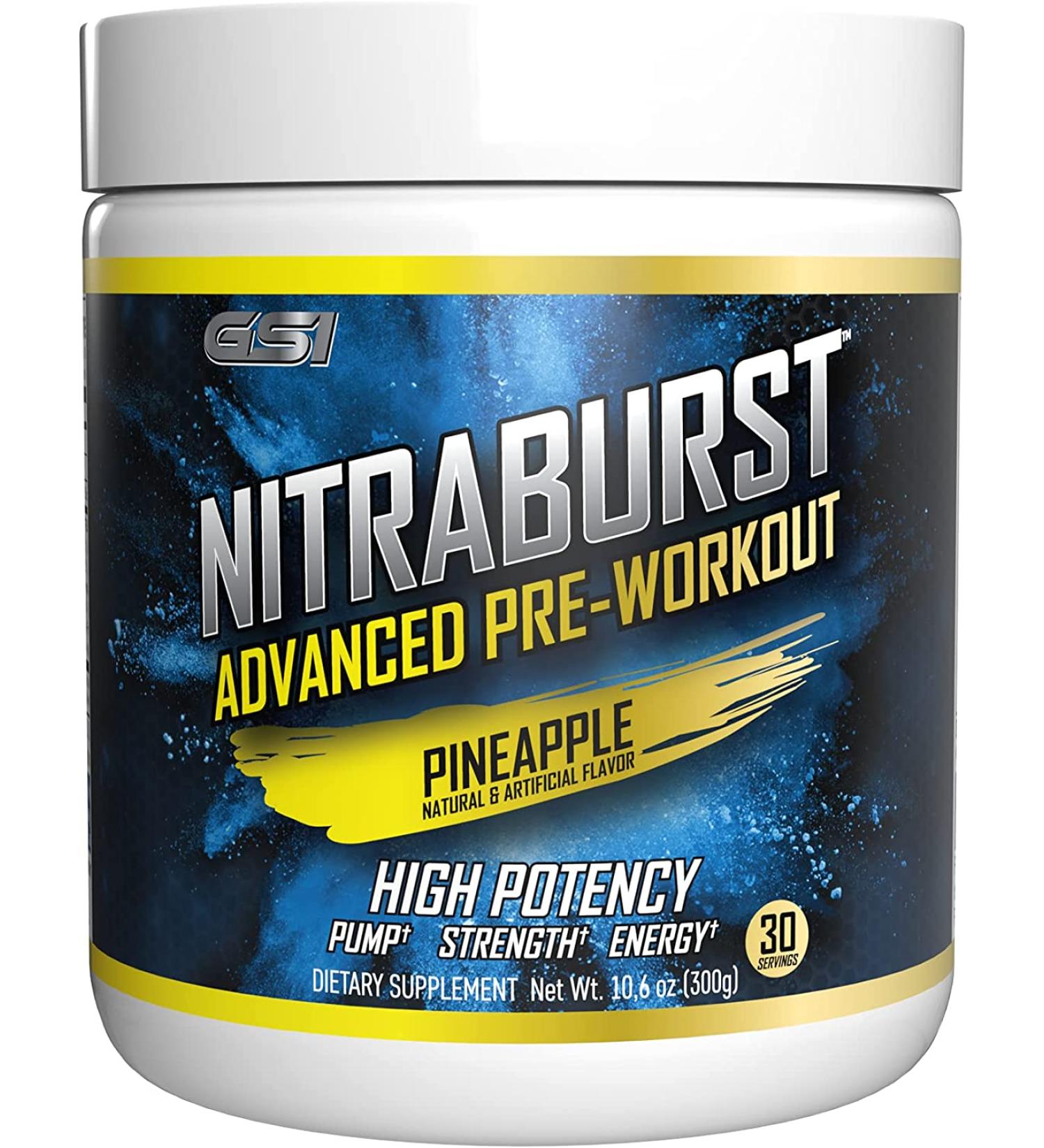 Giant Sports Nitraburst Pre Workout Powder - Pineapple Flavor | 30 Servings - Boost Strength  Energy  and Exercise Performance with Increased Blood Flow - Buy Online on GoSupps.com