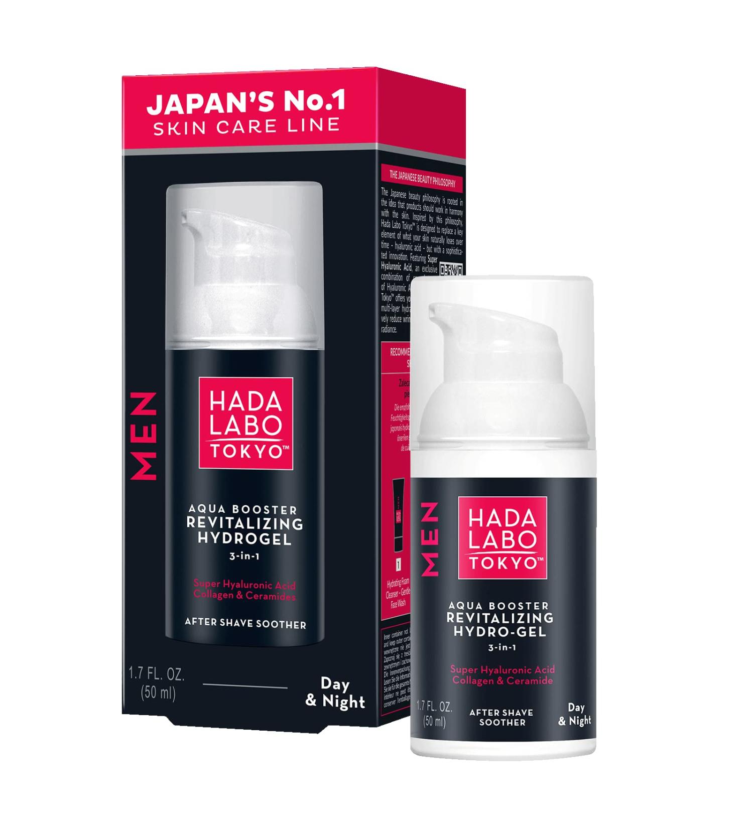Hada Labo Tokyo Men Aqua Booster Hydro-Gel Revitalizing Day & Night Moisturizer with Hyaluron Acid Cosmetics for Men