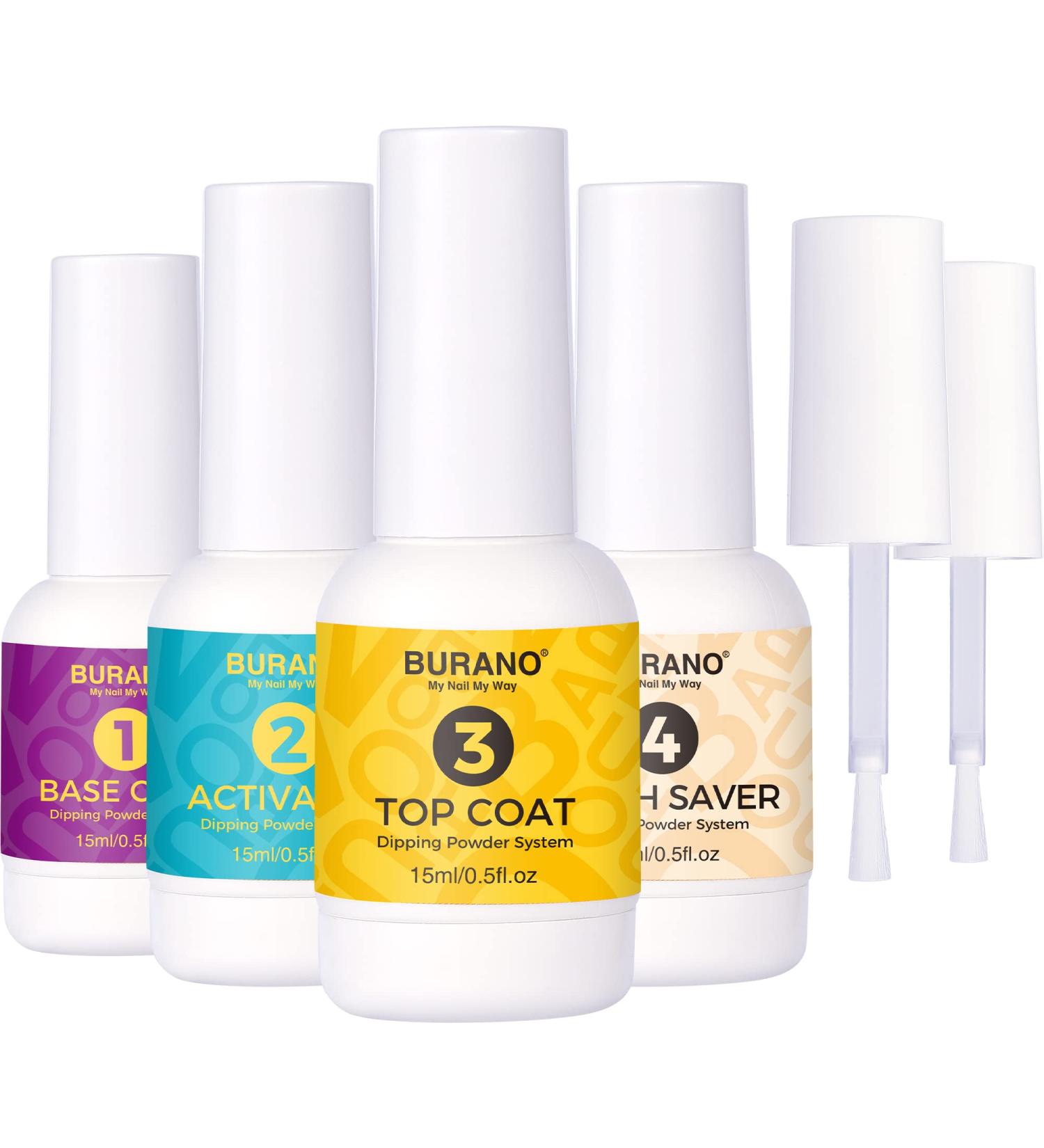 Burano 0.5oz Dip Powder Set with Base & Top Coat, Activator, Brush Saver - Nail Kit - Buy Online on GoSupps.com