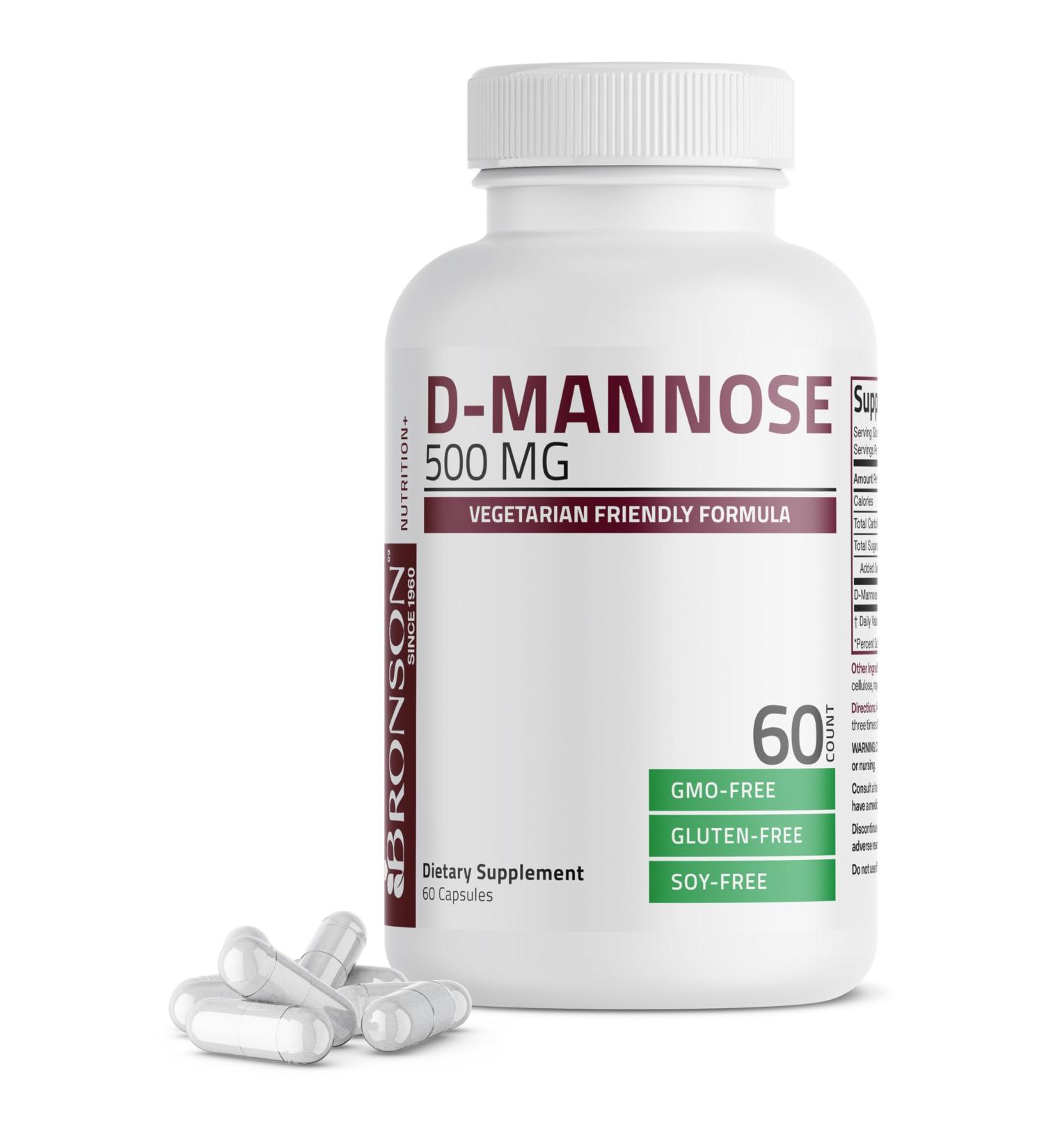 Bronson D-Mannose 500 MG Vegetarian Friendly Formula Non-GMO, 60 Capsules 60 Count (Pack of 1) - Buy Online on GoSupps.com