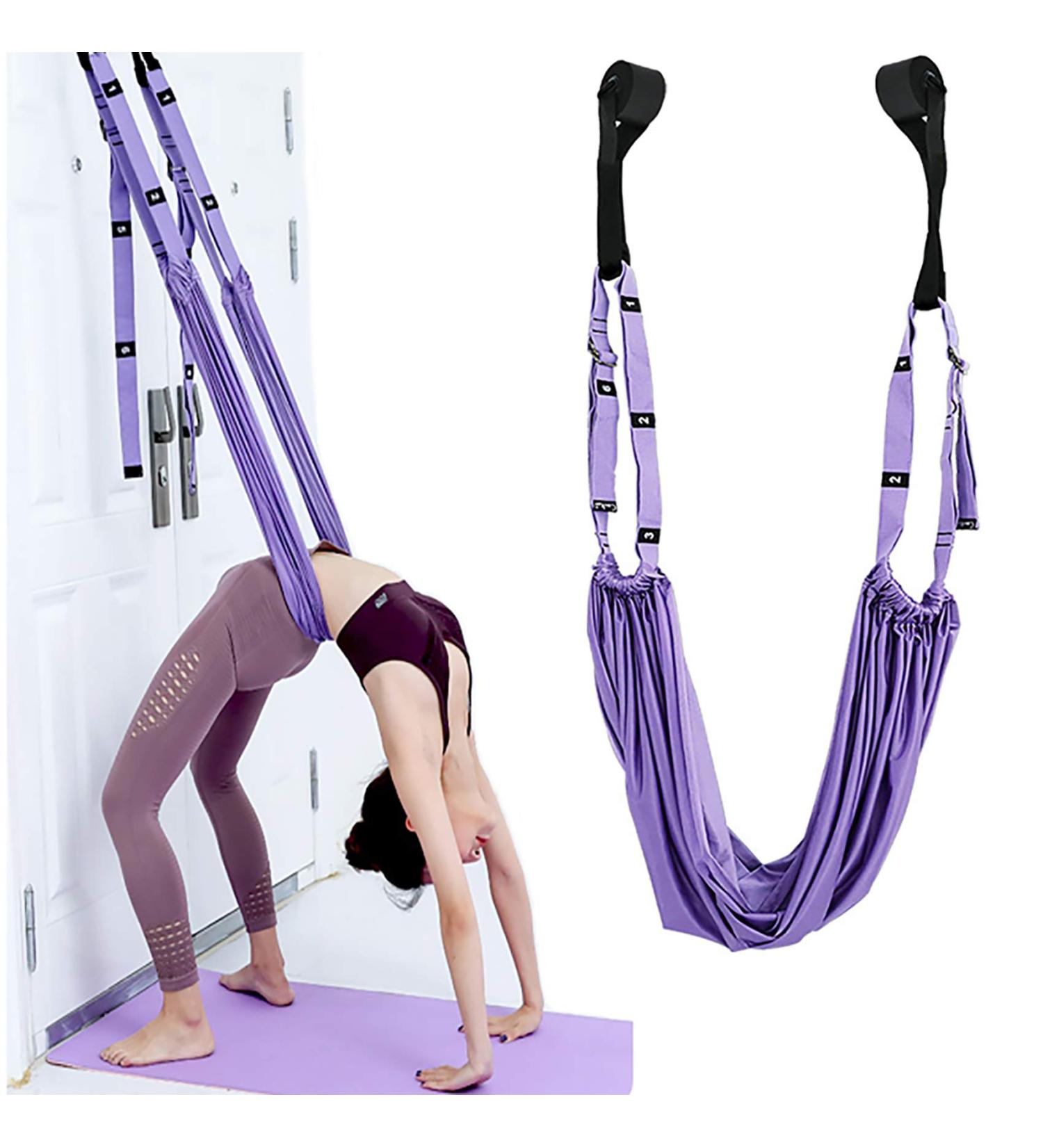 Yogagurt Stretch Band Premium Polyester Cotton Yoga Belt for Inversion Stretching Flexibility Training & Pilates Purple 1 Piece - Buy Online on GoSupps.com