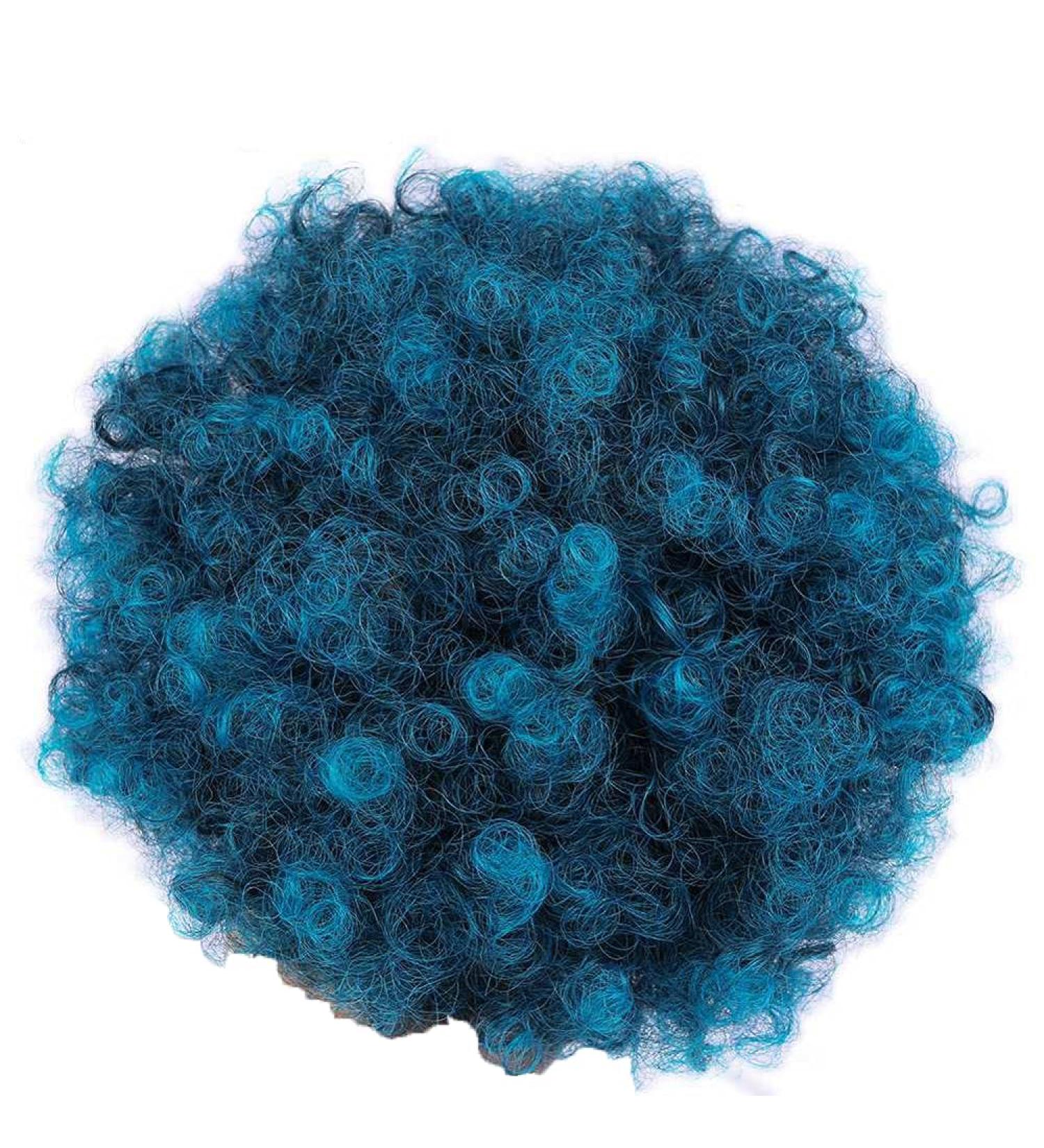 Buy Synthetic Puff Afro Curly Hair Extensions - Black Purple & Blue Drawstring Ponytail for Women | Short Hair Bun - 3 pcs - Buy Online on GoSupps.com