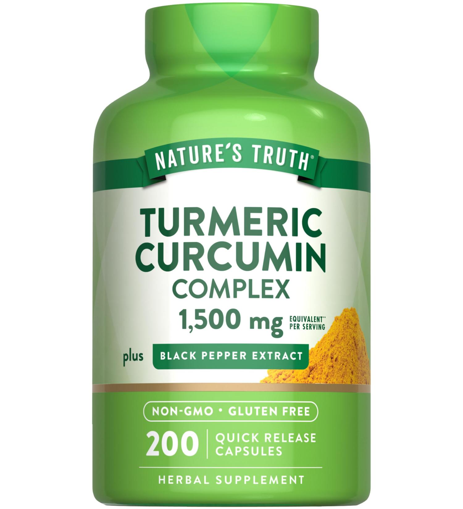 Nature's Truth Turmeric Curcumin Complex | 1500mg | 200 Capsules | with Black Pepper Extract | Non-GMO & Gluten Free Supplement - Buy Online on GoSupps.com