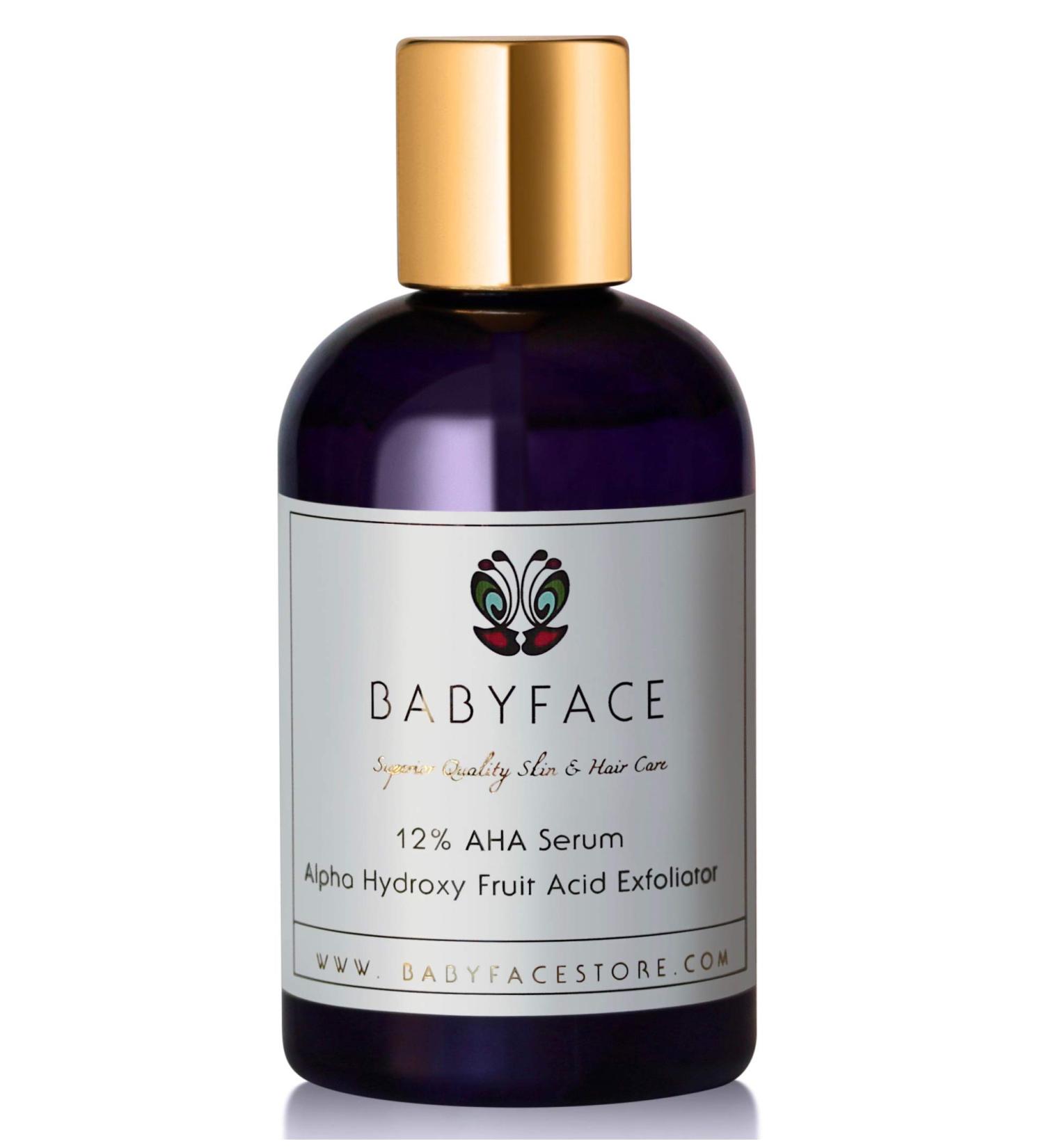 Babyface High Potency 12% Alpha Hydroxy Acid (AHA) Glycolic Serum - Wrinkles, Skin Tightening, Smoothing, Uneven Complexion - Large/4.4 oz.