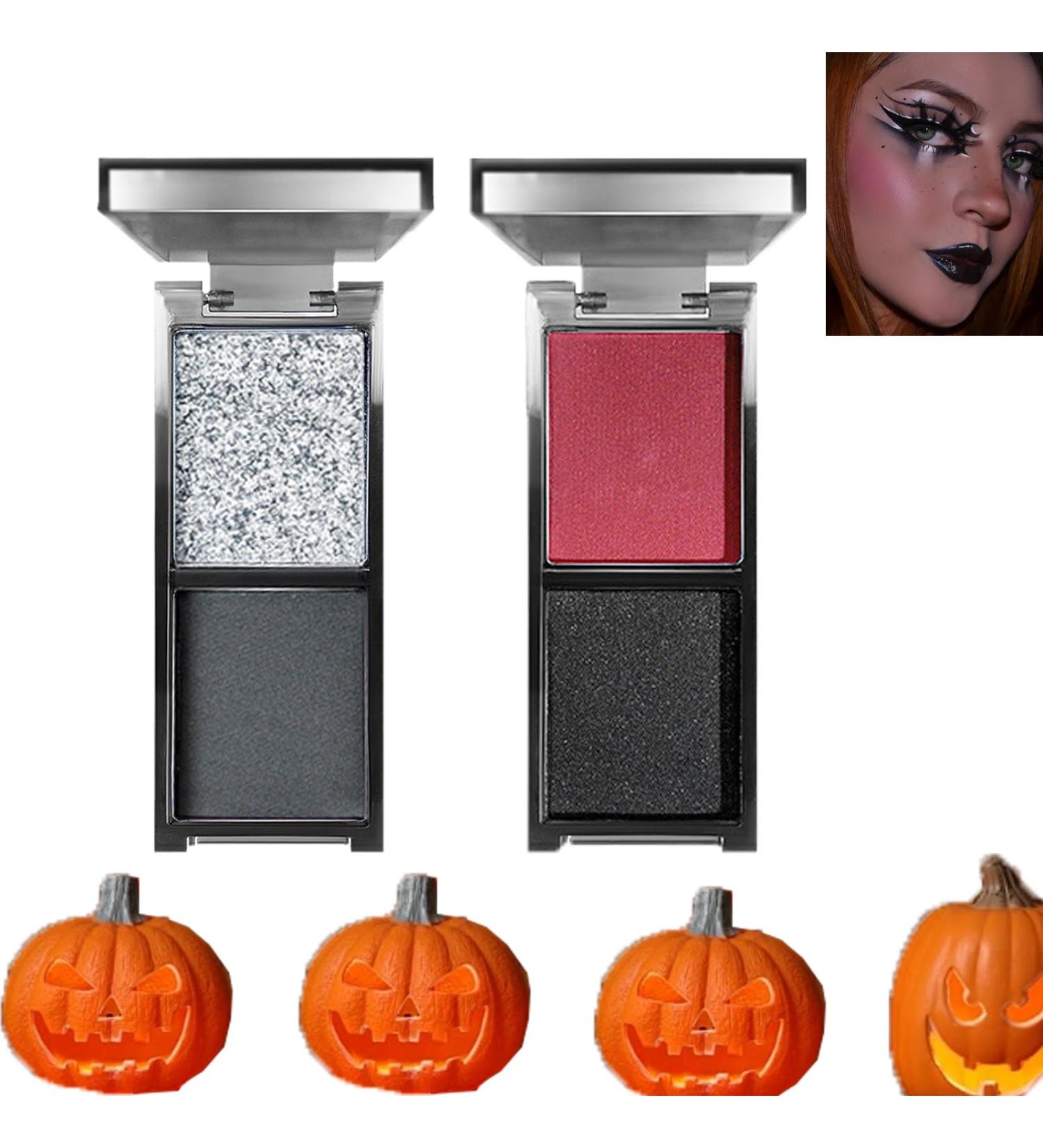 Yelewy Goth red black eyeshadow palette black white makeup palette smokey gothic makeup eye shadow highly pigmented eye shadow Halloween clown SFX eye 4 colors - Buy Online on GoSupps.com