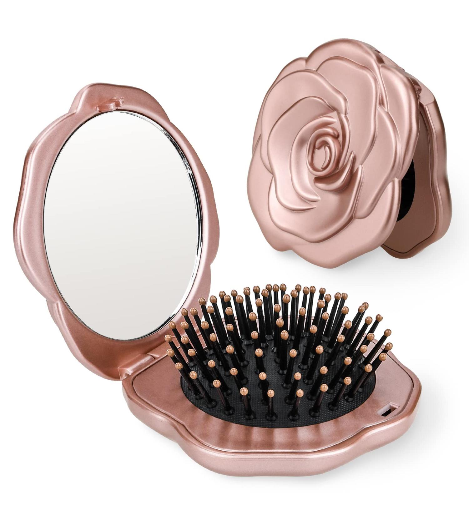 Travel Folding Hair Brush with Mini Pocket Mirror - Portable Nylon Brush for Men and Women - Ideal for Any Hairstyle, Wet or Dry Hair - Lavender Scented - Buy Online on GoSupps.com