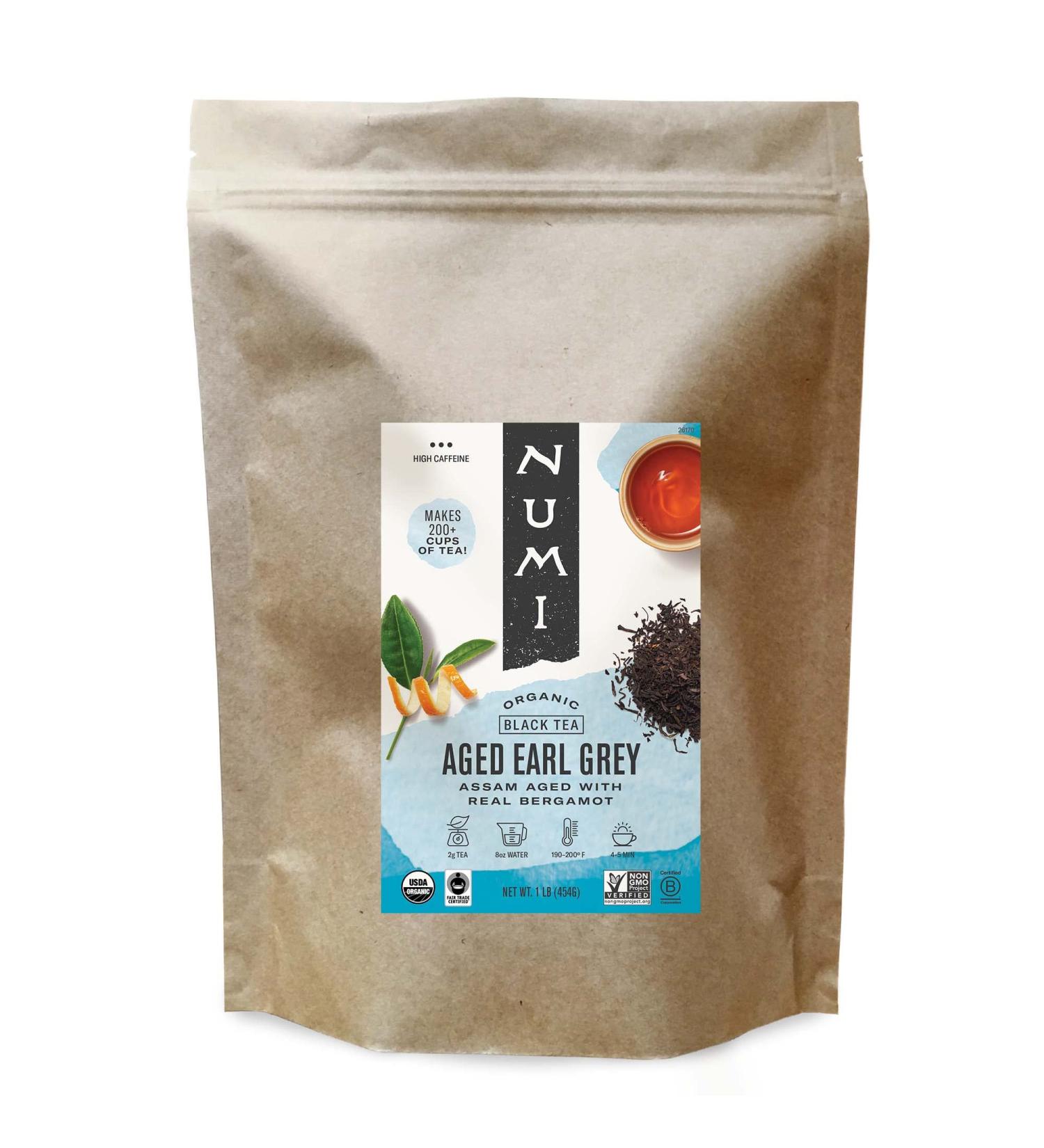 Numi Organic Tea Aged Earl Grey 16 oz Loose Leaf Black Tea - 200+ Cups (1 lb) - Buy Online on GoSupps.com