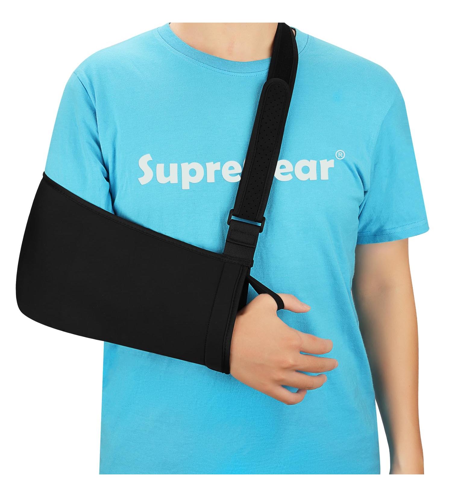 Supregear Arm Sling Shoulder Immobilizer - Adjustable Lightweight Support for Shoulder Injury - Left/Right Arm - Women Men - Black - Buy Online on GoSupps.com