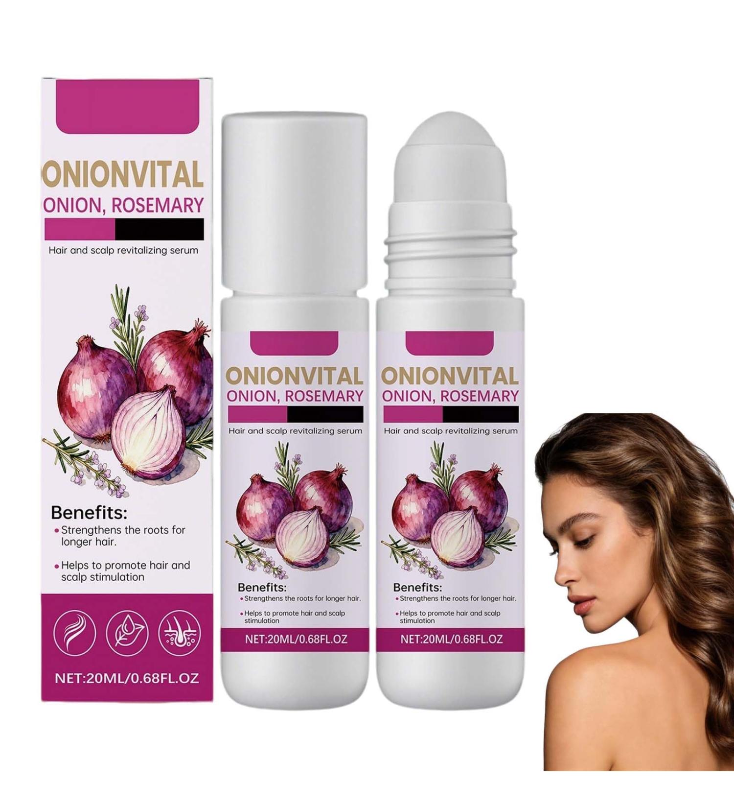 S rum capillaire roll-on l'oignon et au romarin pour la croissance des cheveux et s rum nourrissant pour le cuir chevelu traitement volumisant pour des cheveux plus paiset chevelure dense. (2PCS) - Buy Online on GoSupps.com