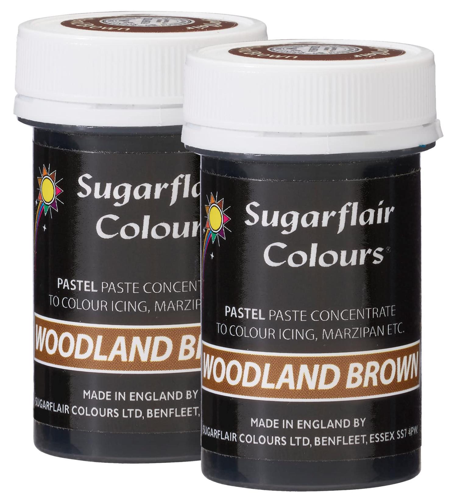 Sugarflair Woodland Brown Pastel Food Colouring Paste Highly Concentrated for Use with Sugar Pastes Buttercream Royal Icing or Cake Mix Subtle Colour Dye - 25g (Pack of 2)