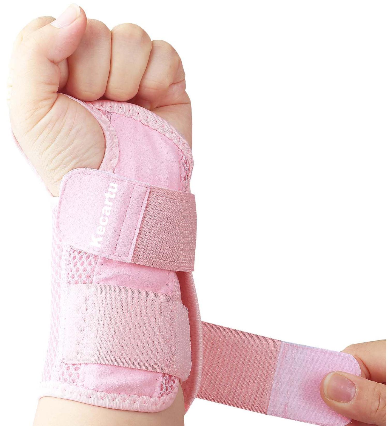 Wrist Brace for Carpal Tunnel Relief | Adjustable Support Splint for Arthritis | Small/Medium Pink Left Hand - Buy Online on GoSupps.com